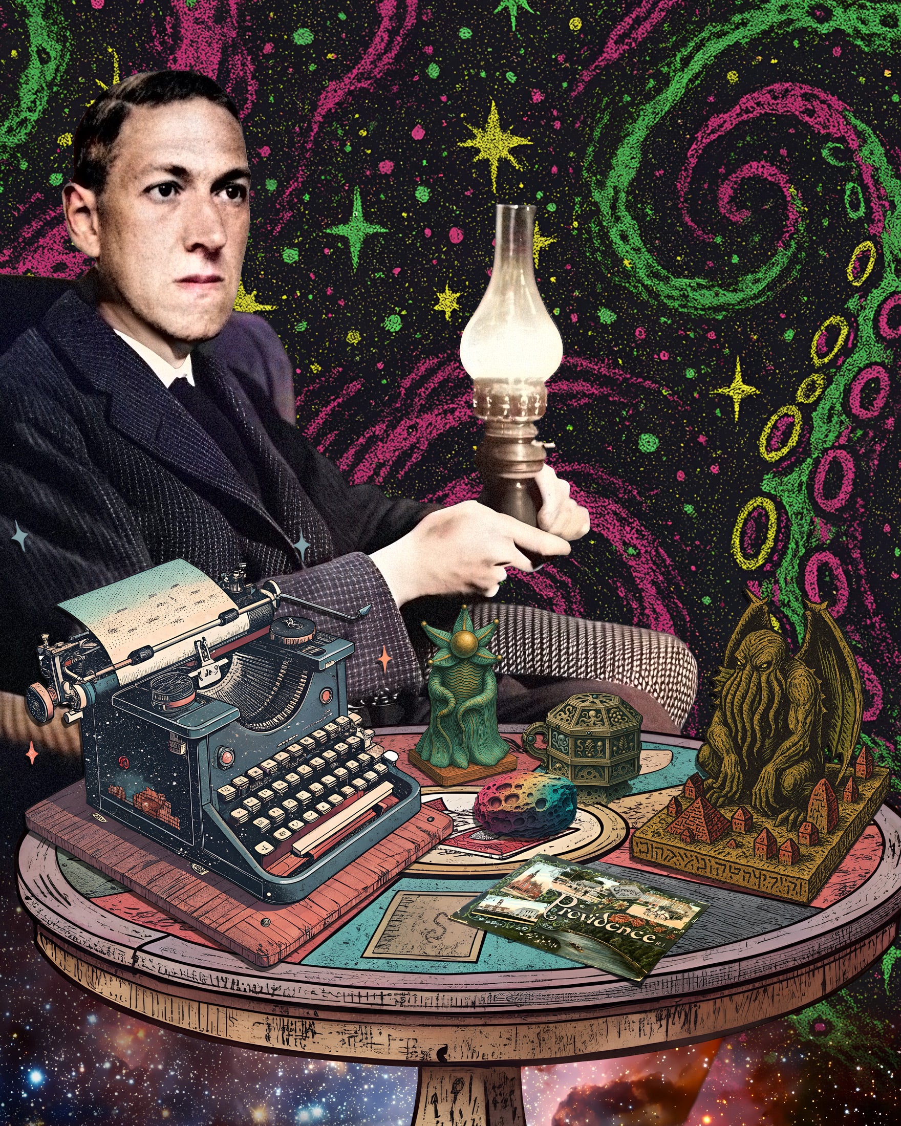 H.P. Lovecraft Plakat - Kosmisches Horror-Porträt Poster