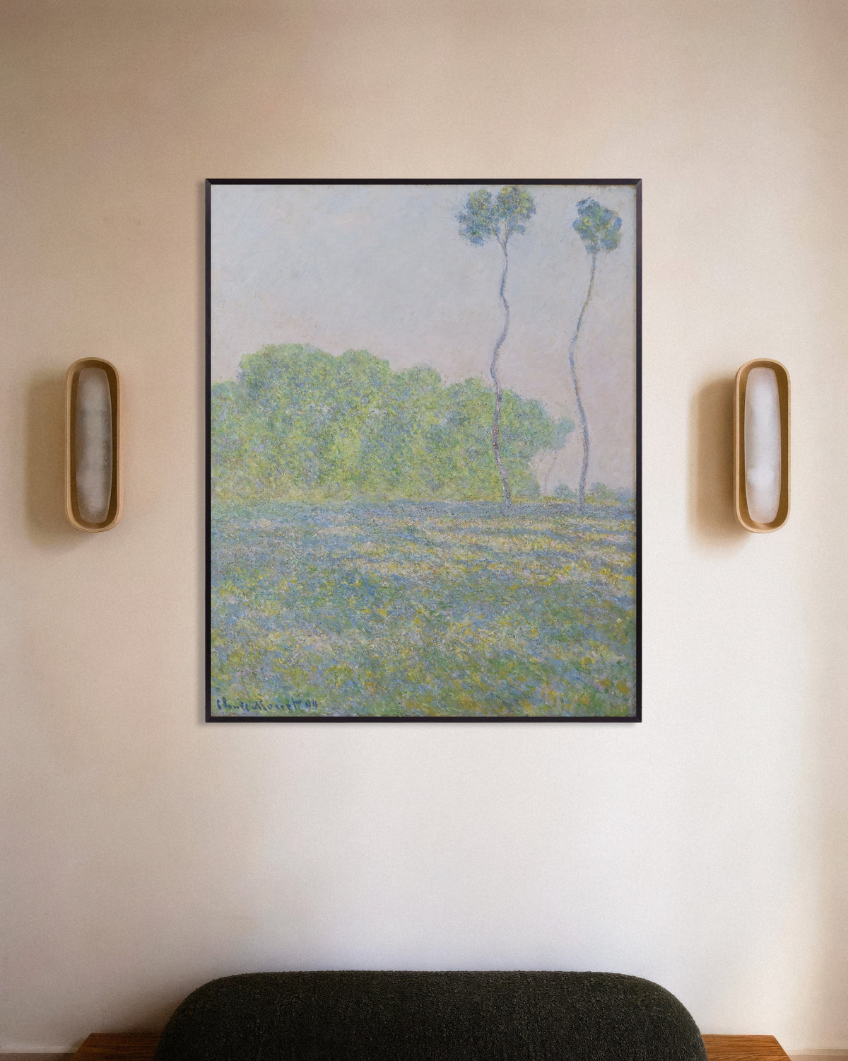 Affiche Prairie à Giverny (1894) de Claude Monet, avec un cadre en métal