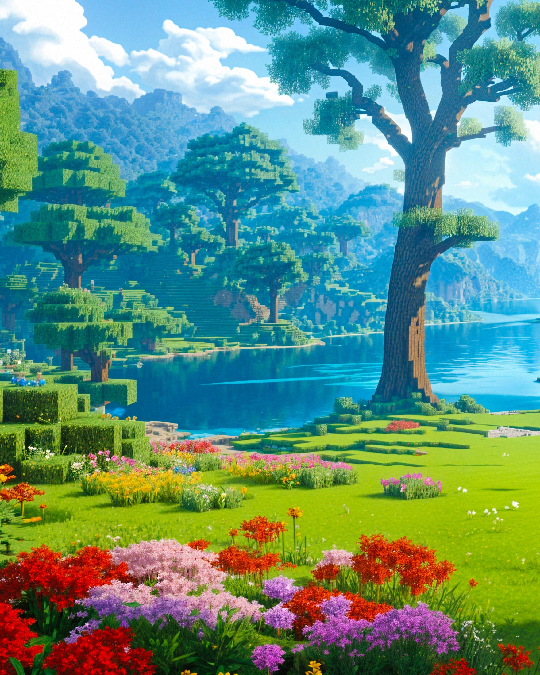 Minecraft Burg, wunderschöne Landschaft - Poster