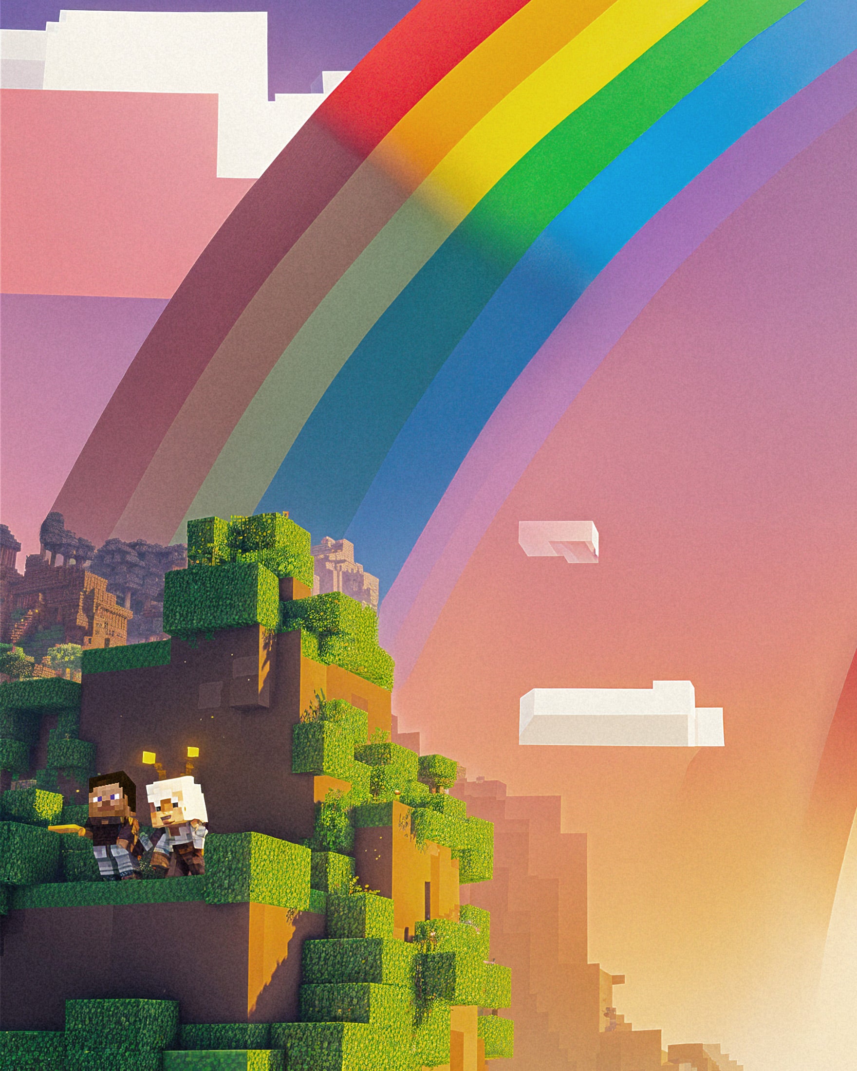 Minecraft Regenbogen Tal - Gaming Poster