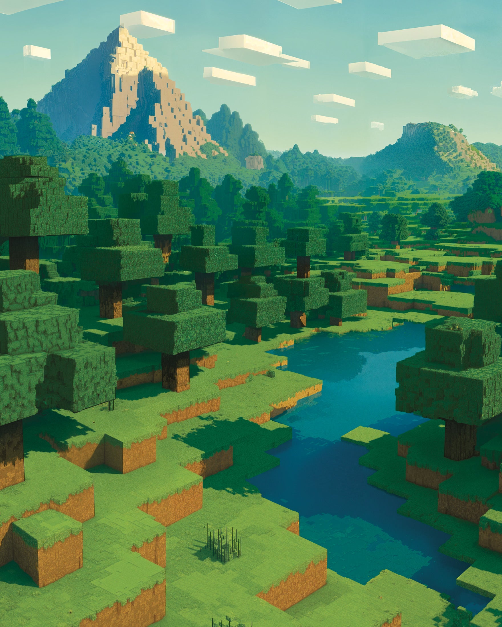 Minecraft Berglandschaft – Pixel Art Fan Poster
