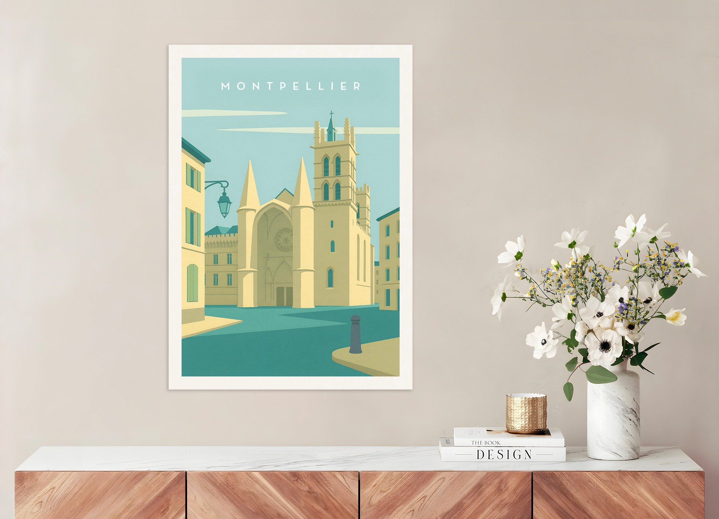 Poster of Montpellier Cathedral Wall Art Print
