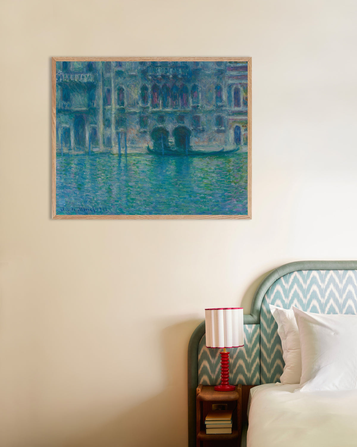 Affiche Le Palais da Mula, Venise (1908) de Claude Monet, avec un cadre en bois naturel