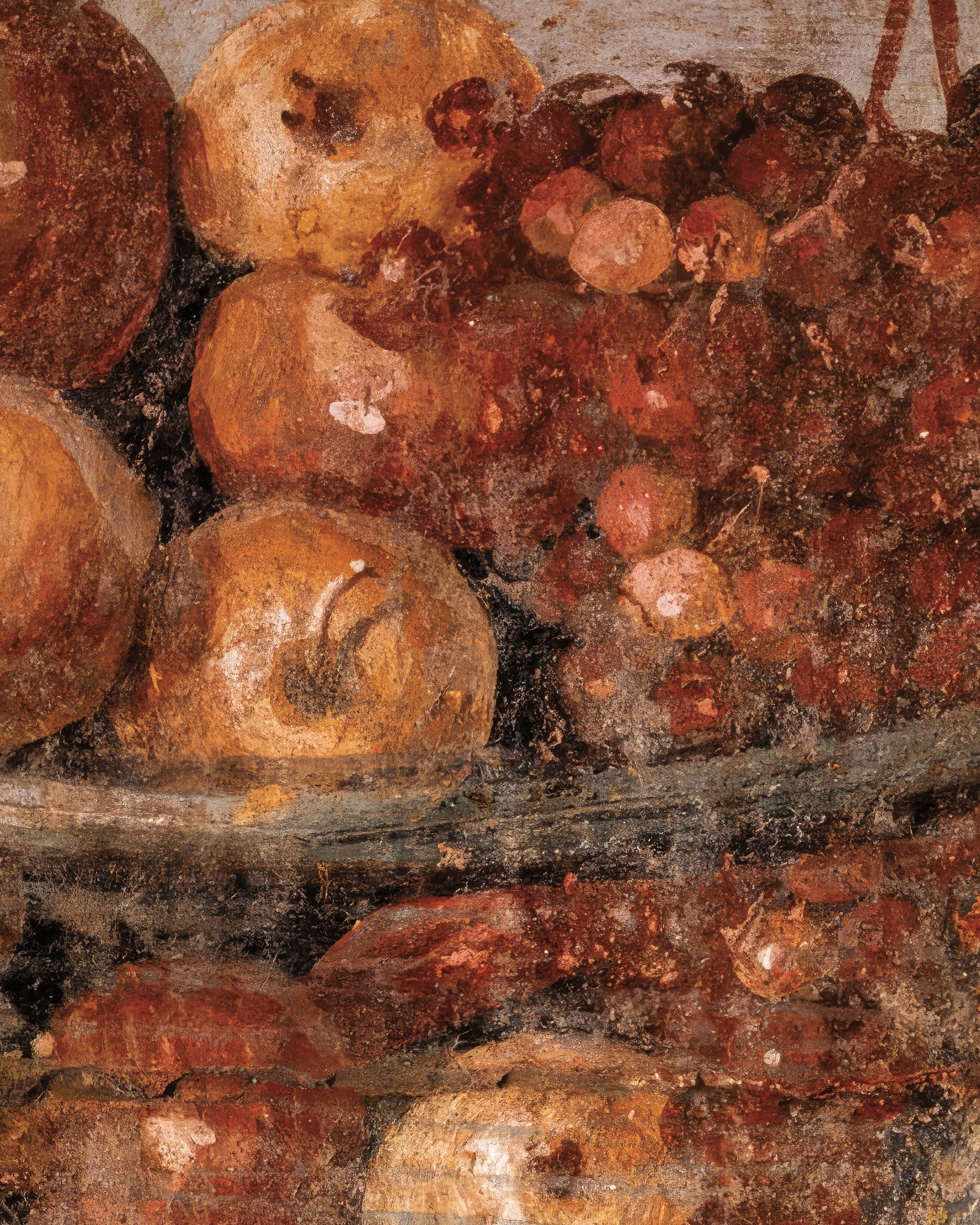 Pompeji Fresko-Detail mit Fruchtschale Kunstdruck