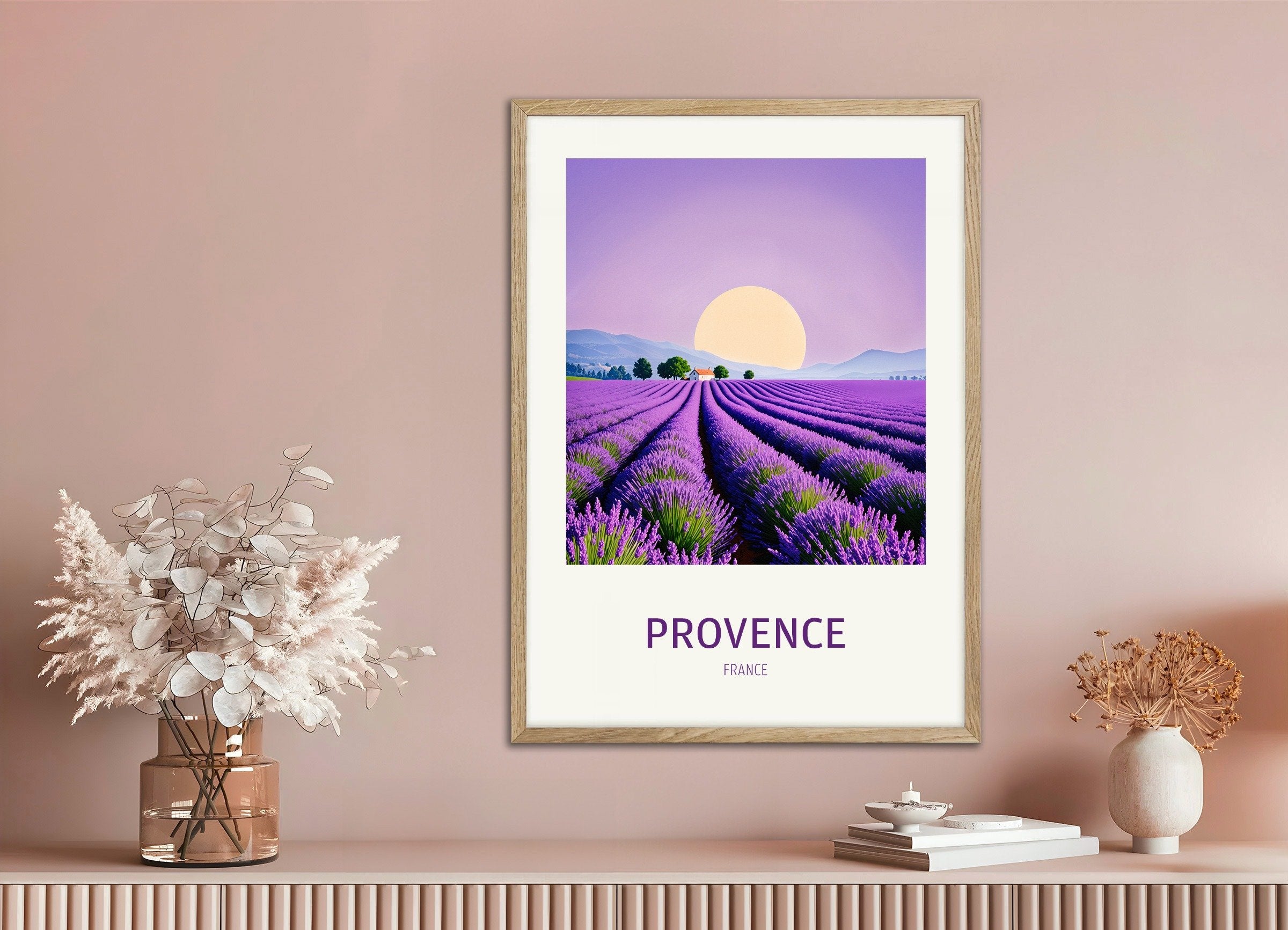 Poster of Provence, with natural wooden frame