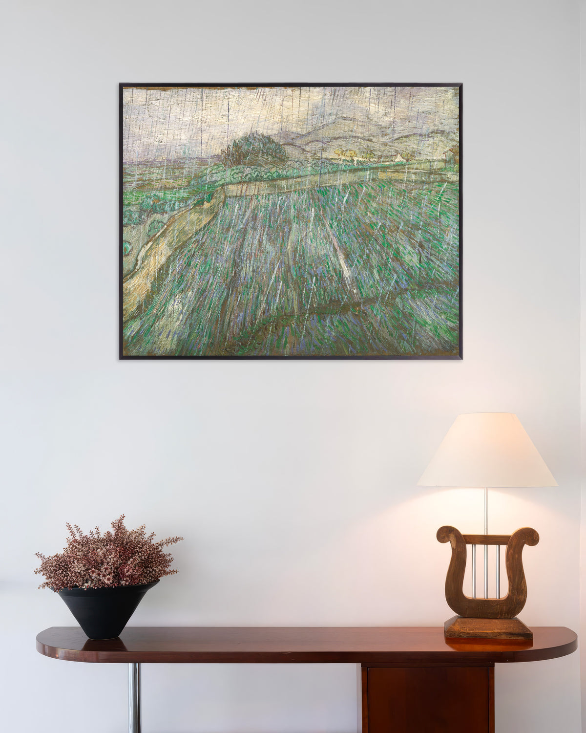 Poster di Pioggia (1889) di Vincent van Gogh, con cornice in metallo