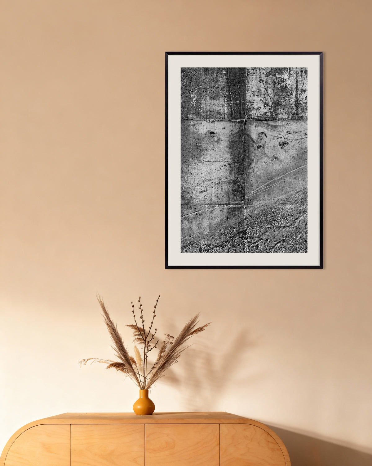 Poster «Texture di parete in cemento grezzo», con cornice in metallo
