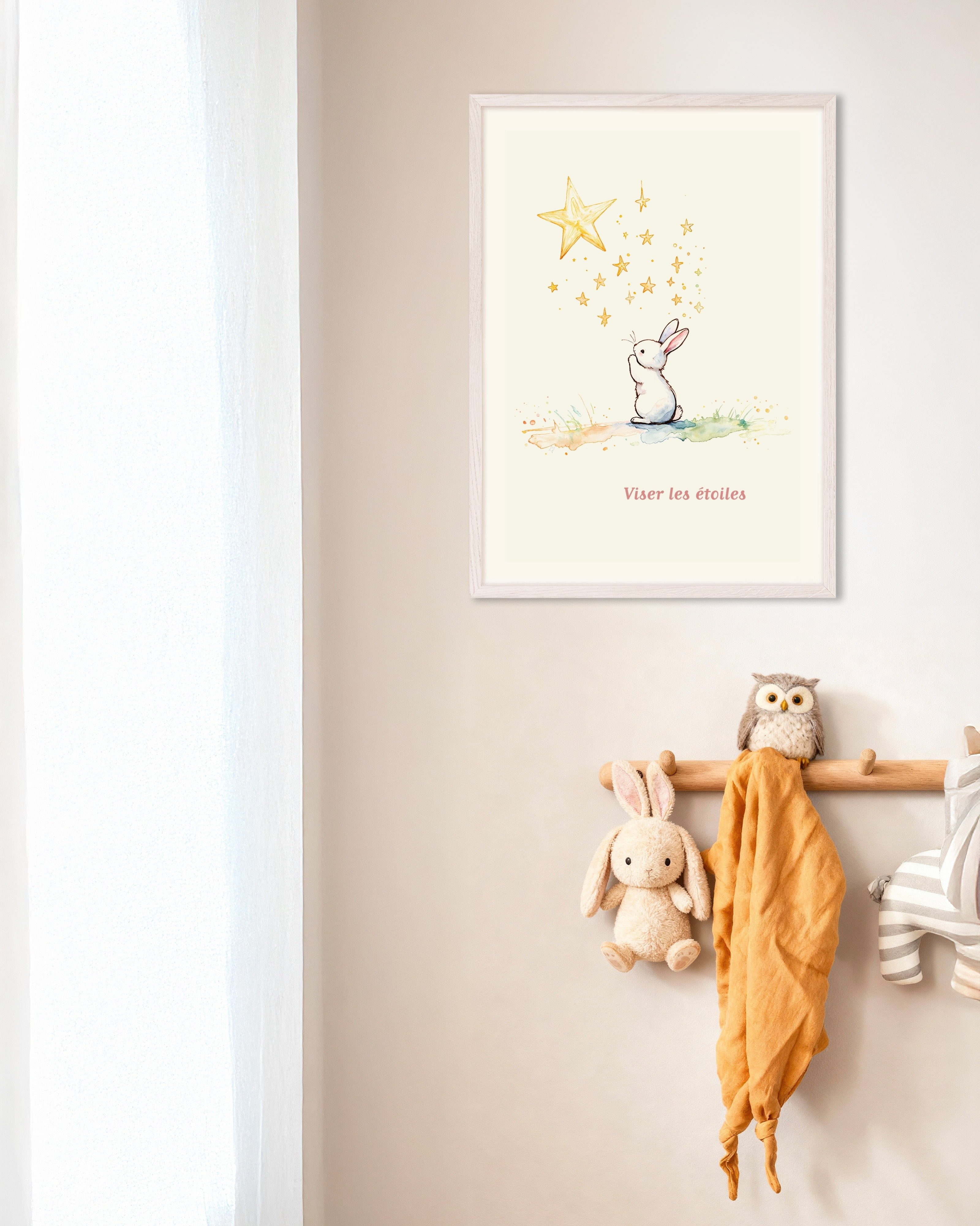 Poster of Reaching for the Stars - Poster, french, with white wooden frame