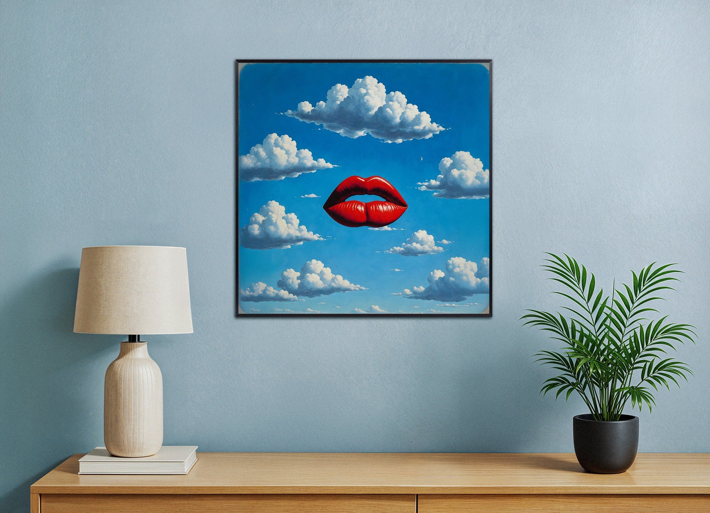 Poster Lèvres Rouges – Art Surréaliste Onirique - Affiche