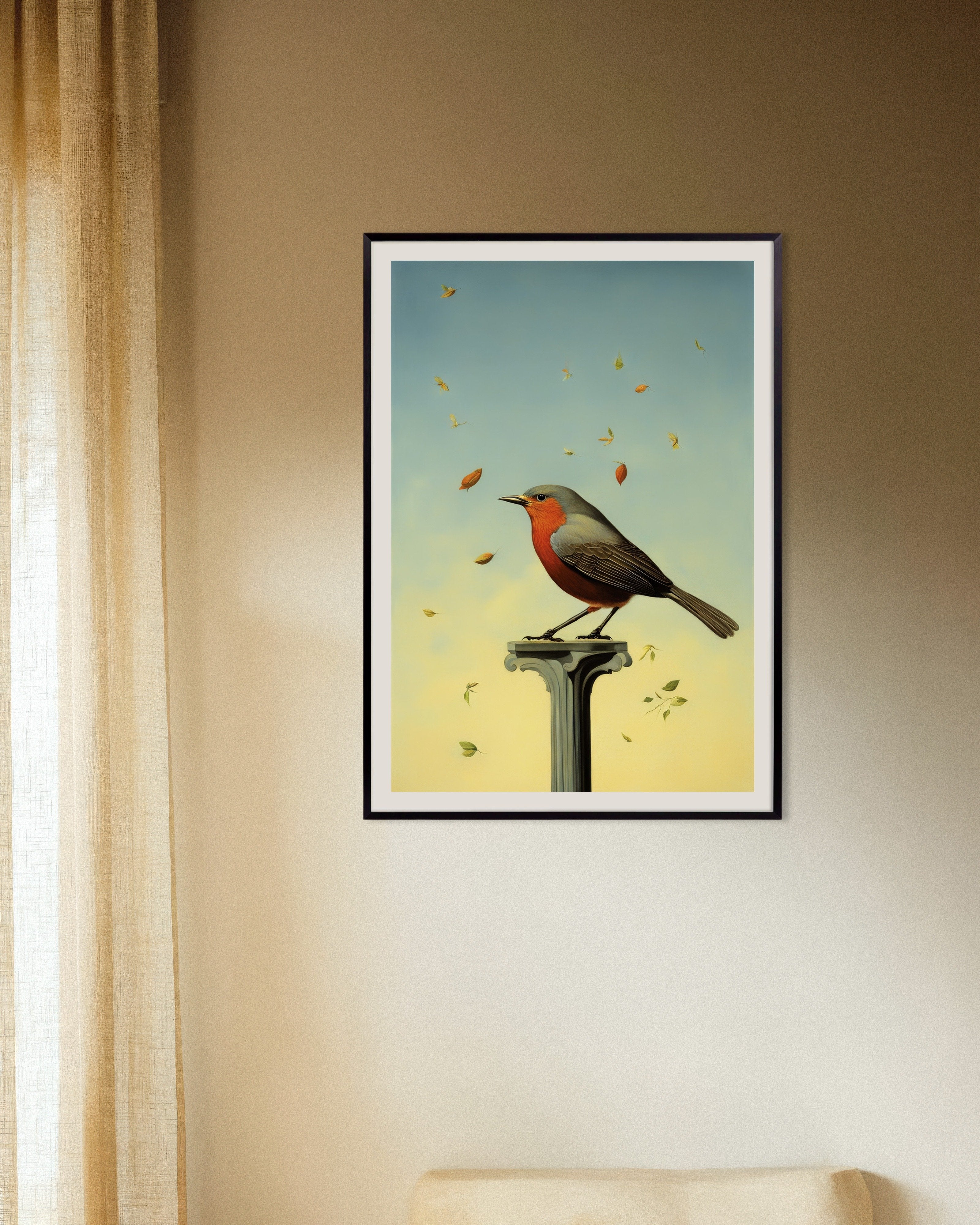 Poster of Robin on a Pedestal, with metal frame