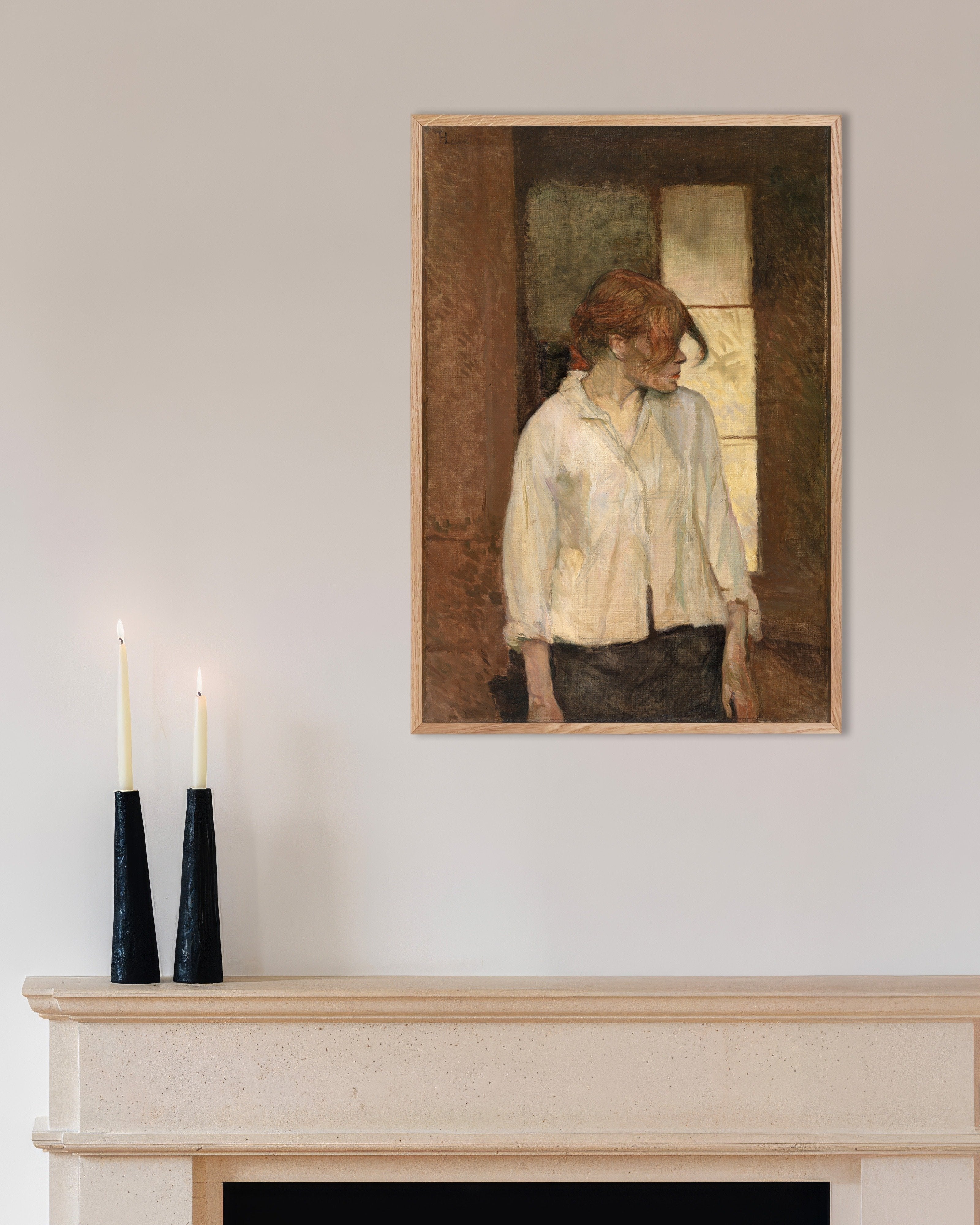 Poster of Rosa la Rouge Toulouse Lautrec, Art Print, with natural wooden frame