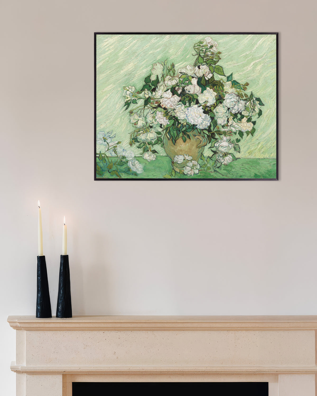 Poster Roses (1890) de Vincent van Gogh, avec cadre en métal