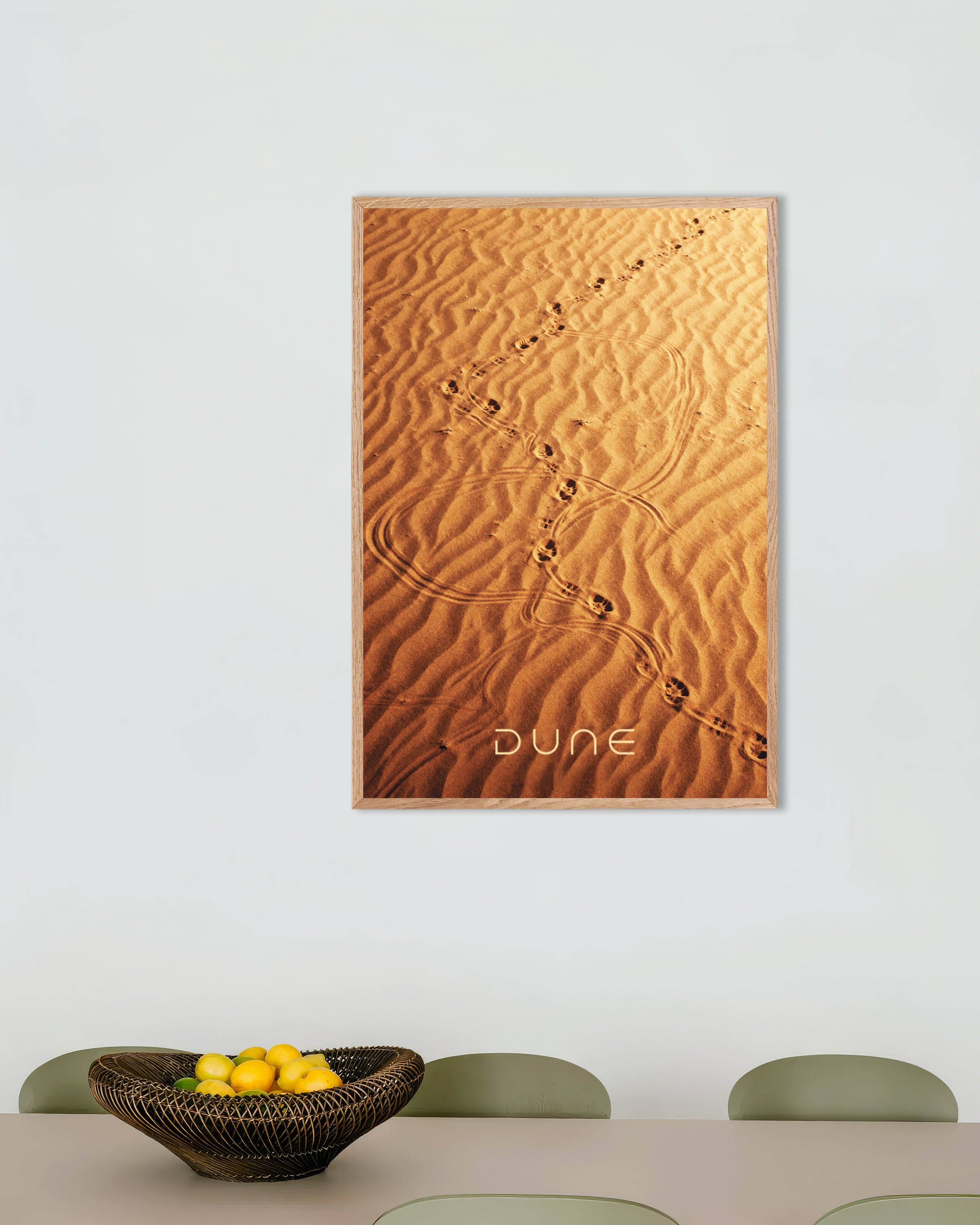Poster of Sandwalk, Desert footsteps poster, with natural wooden frame