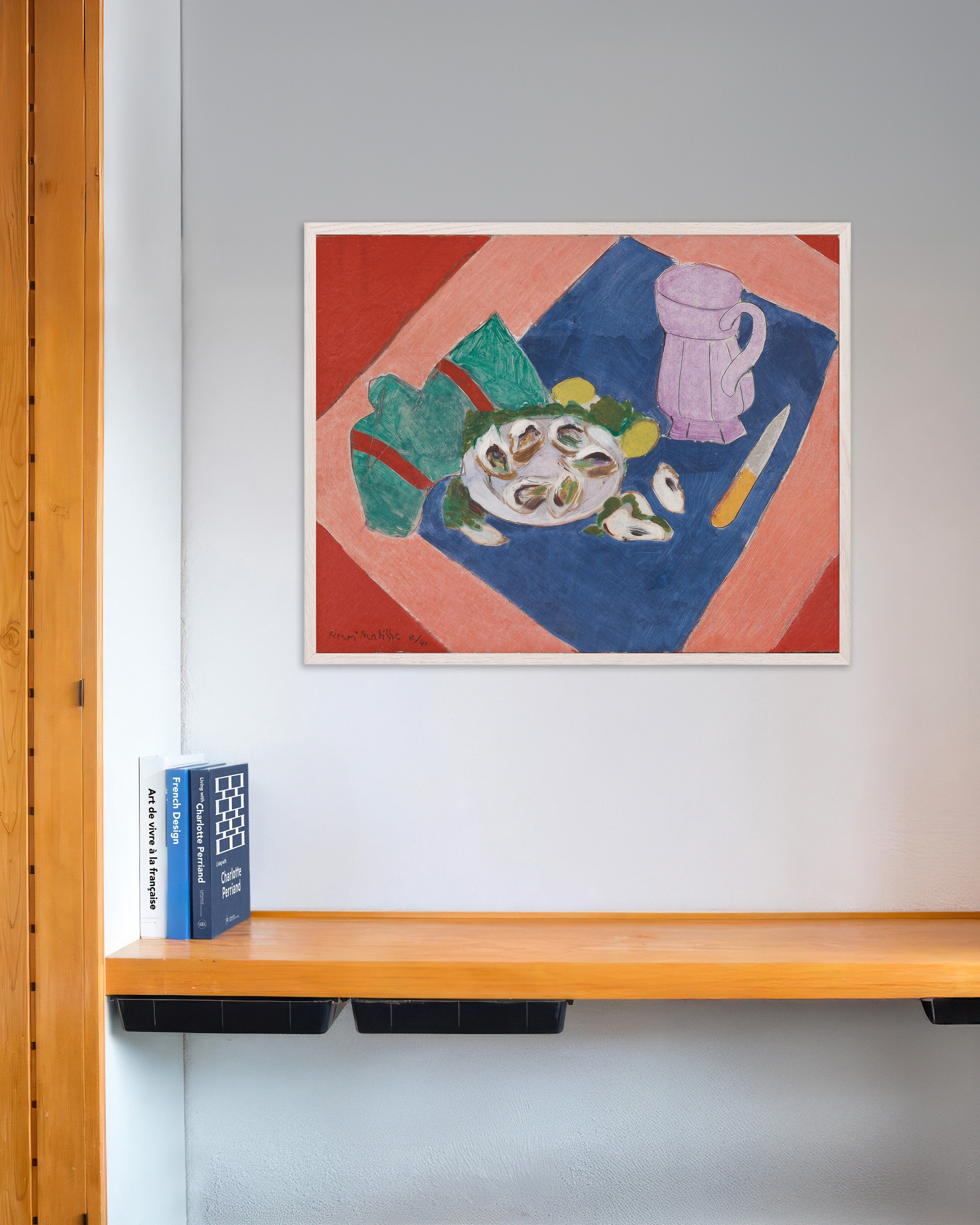 Poster of Still life with oysters (1940) by Henri Matisse - Poster, with white wooden frame