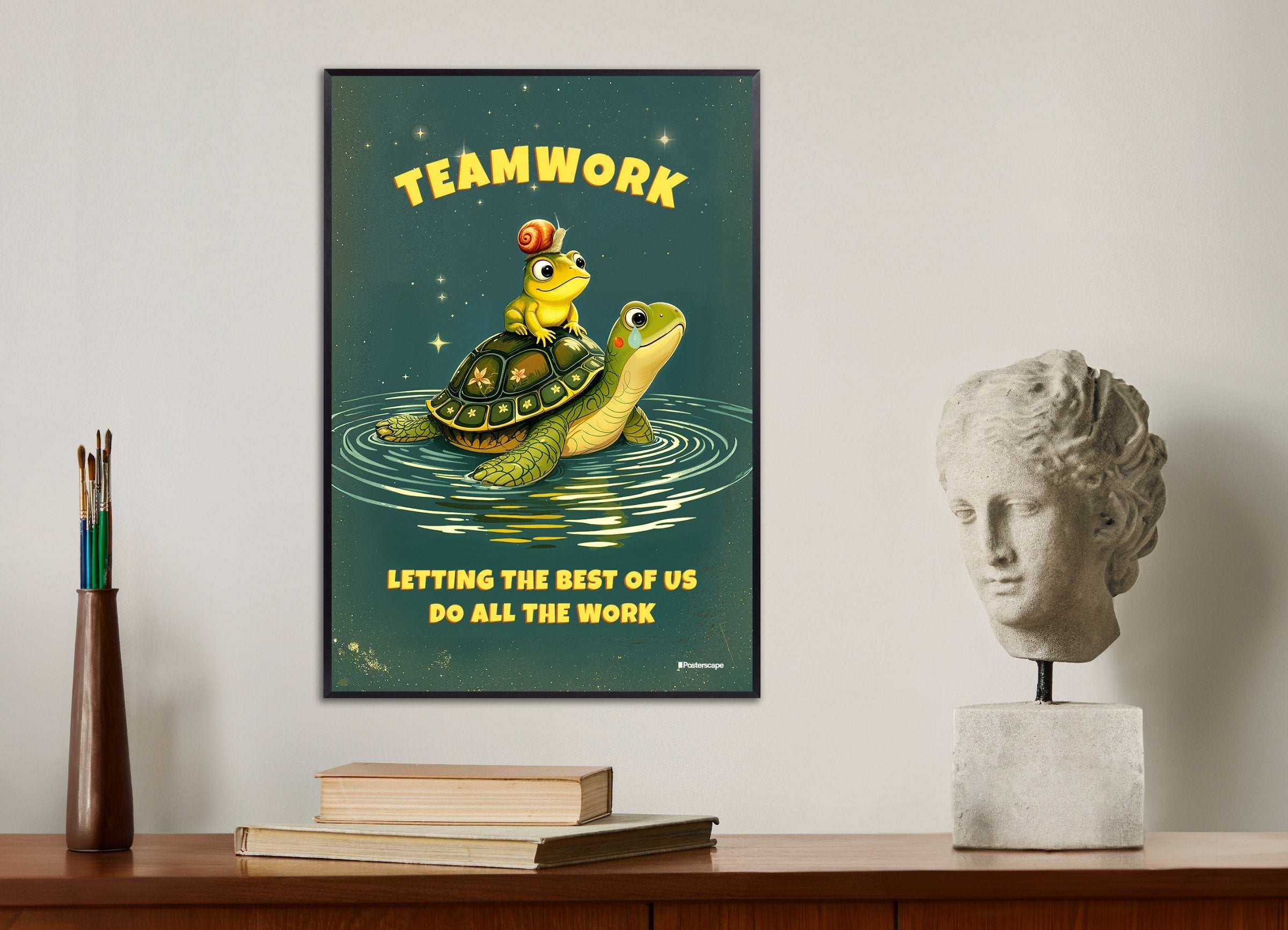 Poster of Teamwork Demotivational Poster, with metal frame