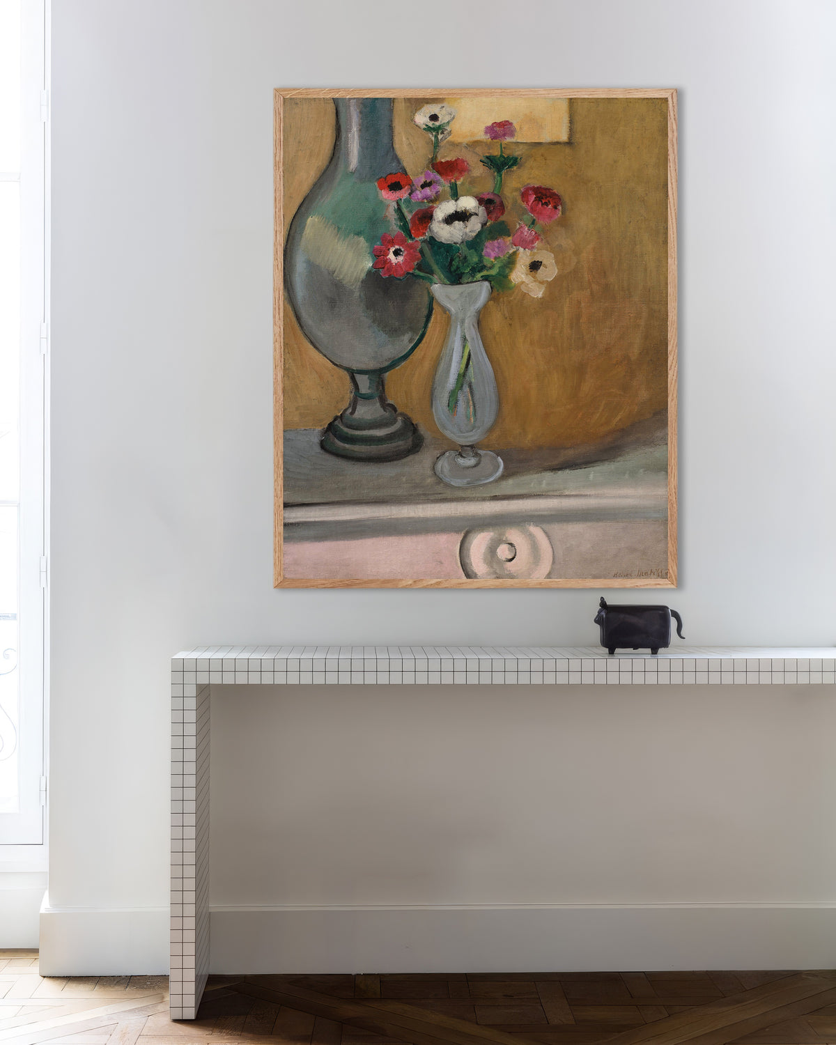 Poster de Le Bouquet d’anémones (1918) de Henri Matisse, avec un cadre en bois naturel