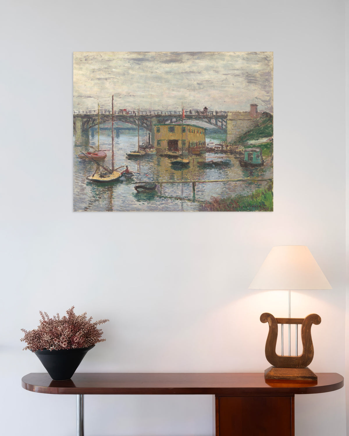 Poster Die Brücke von Argenteuil an einem grauen Tag (um 1876) von Claude Monet