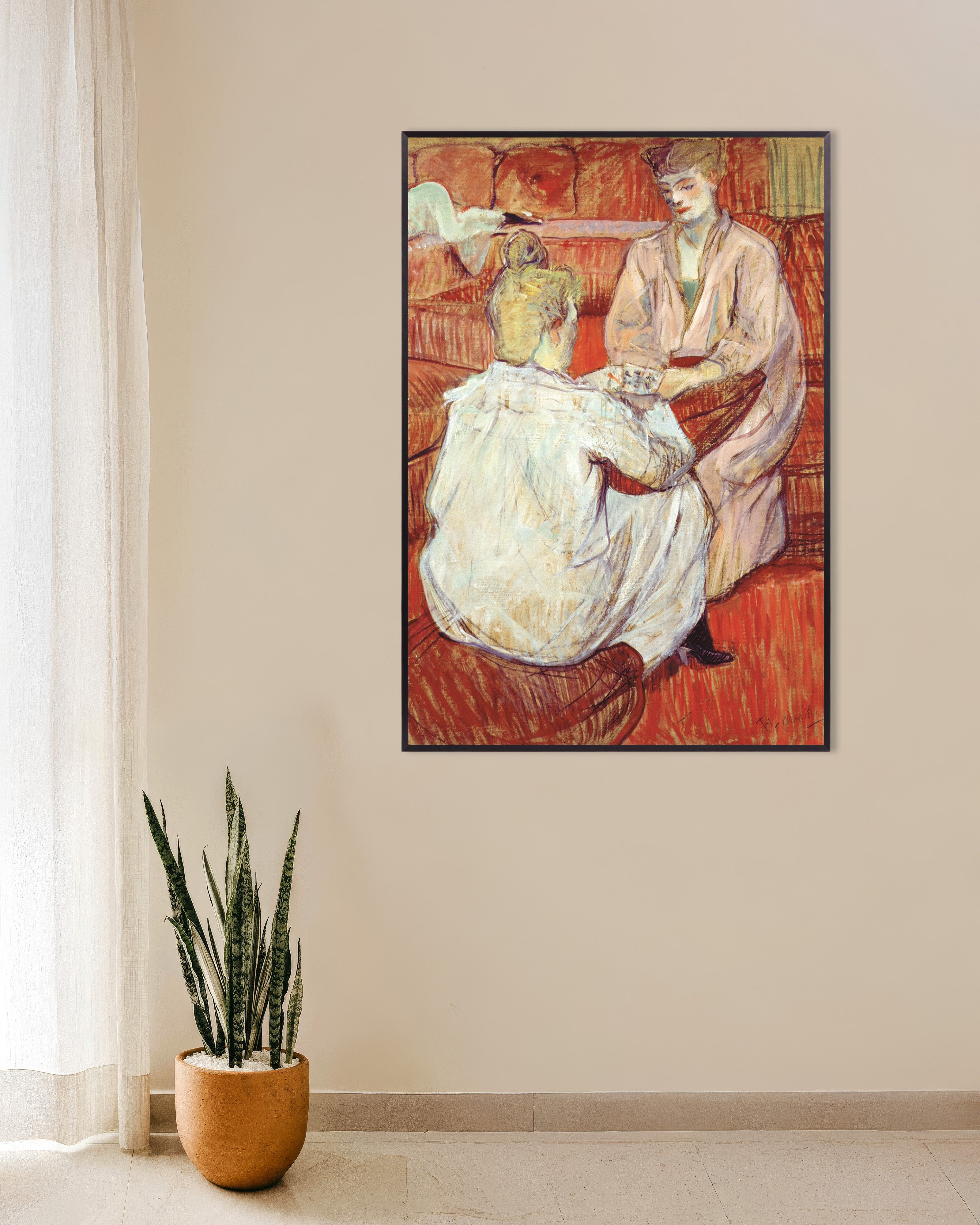 Poster of The card players by Henri de Toulouse-Lautrec, 1893 - Poster, with metal frame