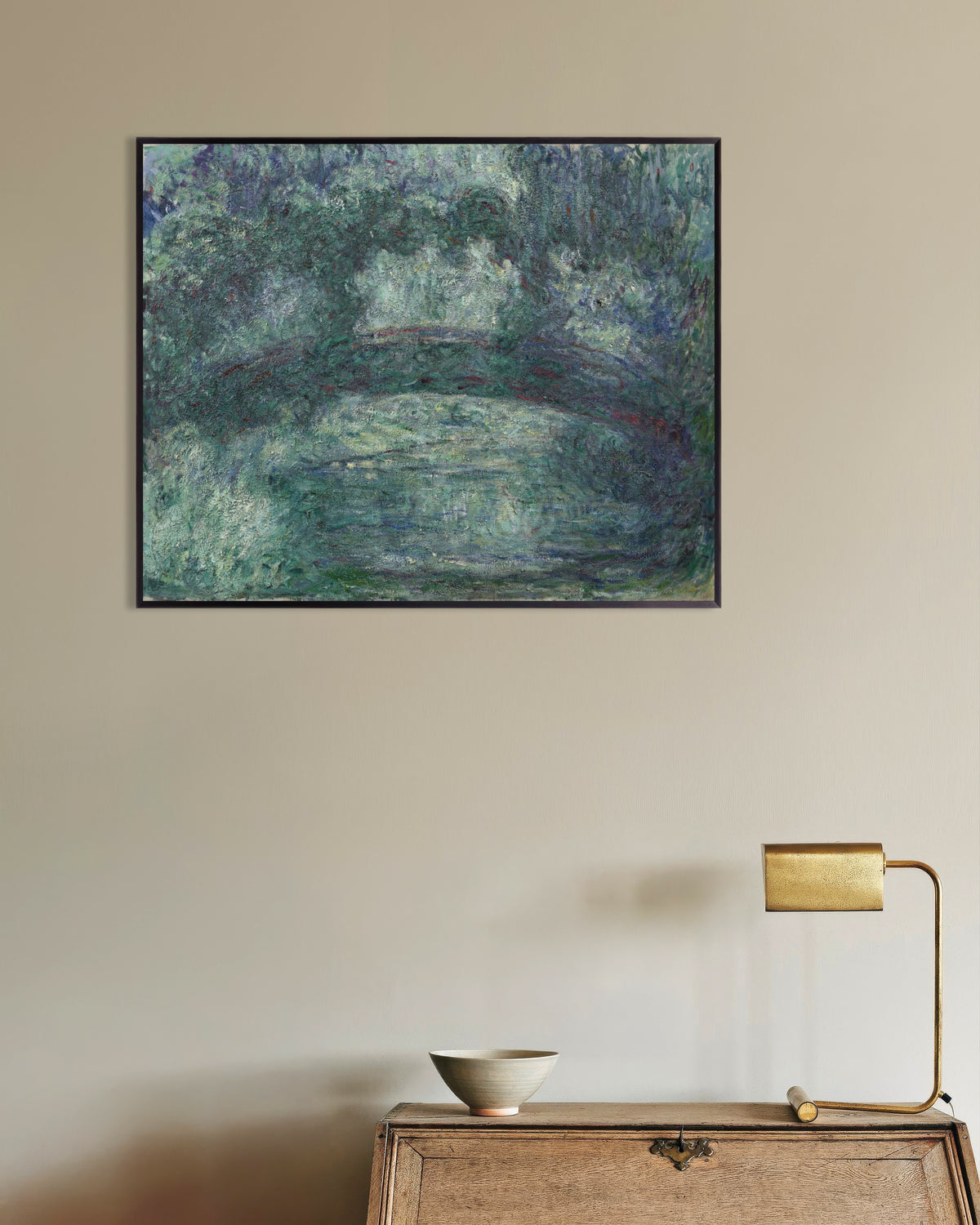 Affiche Le Pont japonais (1919–1924) de Claude Monet, avec un cadre en métal