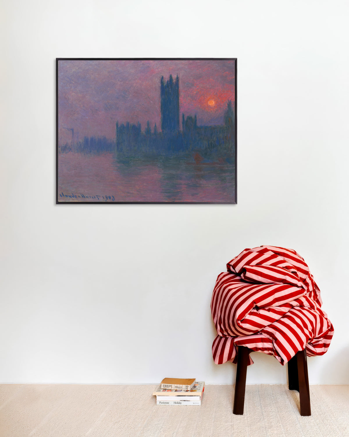 Affiche Le Parlement, soleil couchant (1900–1903) de Claude Monet, avec un cadre en métal
