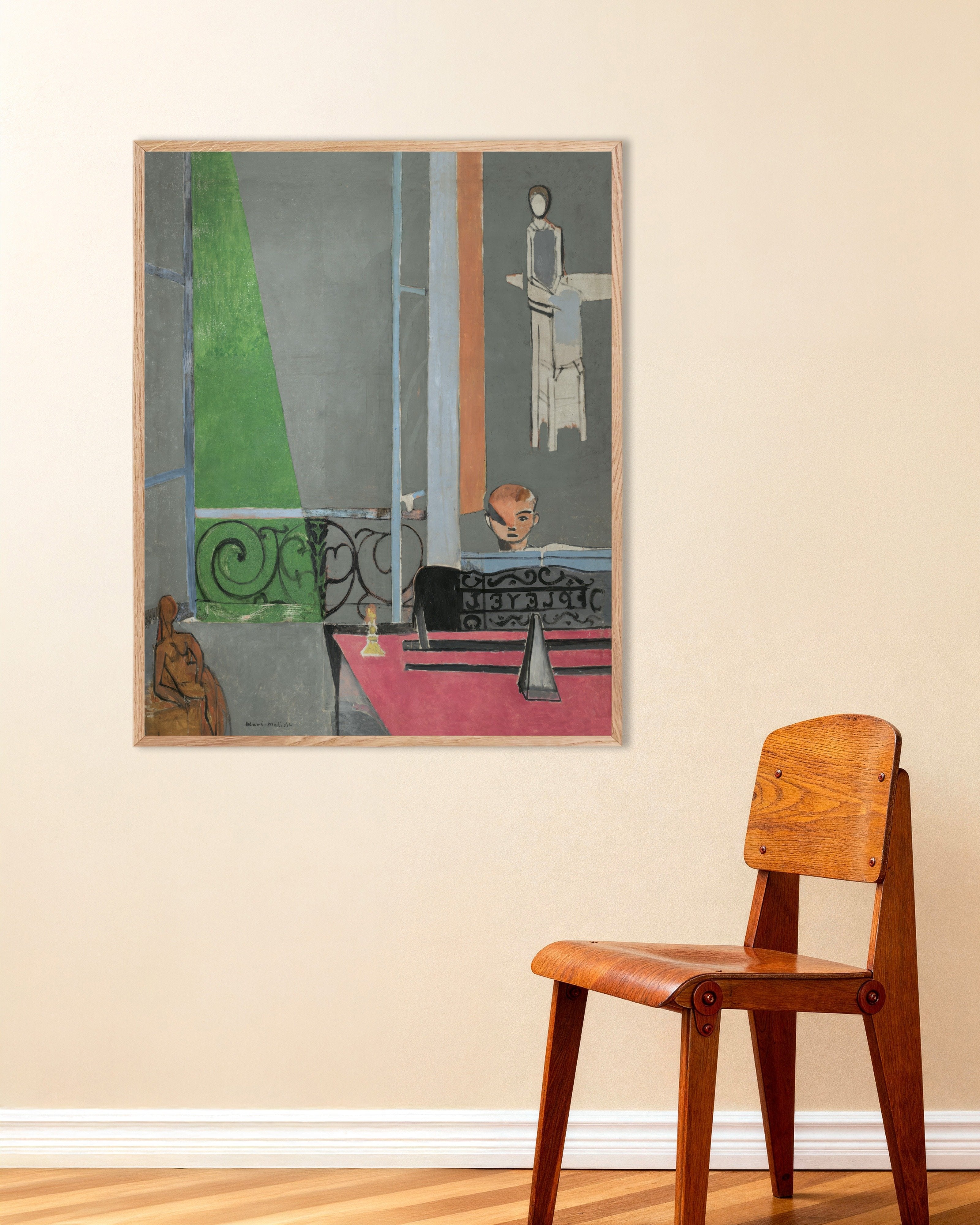 Poster of The piano lesson (1916) by Henri Matisse - Poster, with natural wooden frame