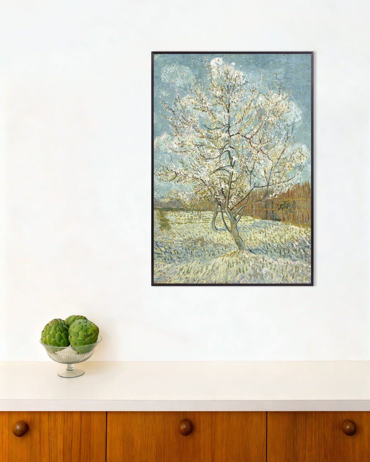 Poster du Pêcher rose (1888), de Vincent van Gogh, avec un cadre en métal