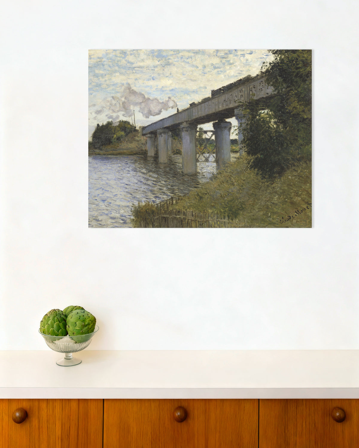 Poster Die Eisenbahnbrücke von Argenteuil (1873–1874) von Claude Monet