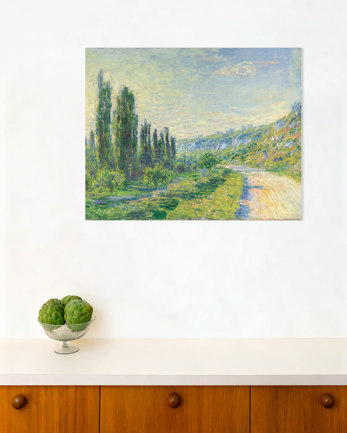 Poster Die Straße bei Vétheuil (um 1880) von Claude Monet