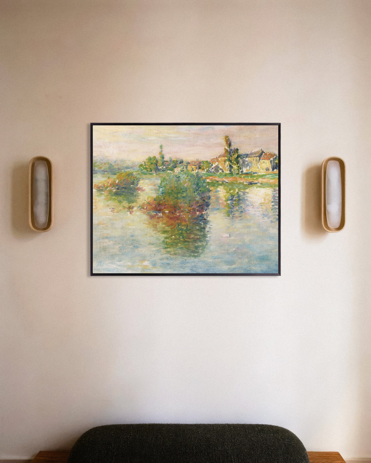 Affiche La Seine à Lavacourt (1879) de Claude Monet, avec un cadre en métal