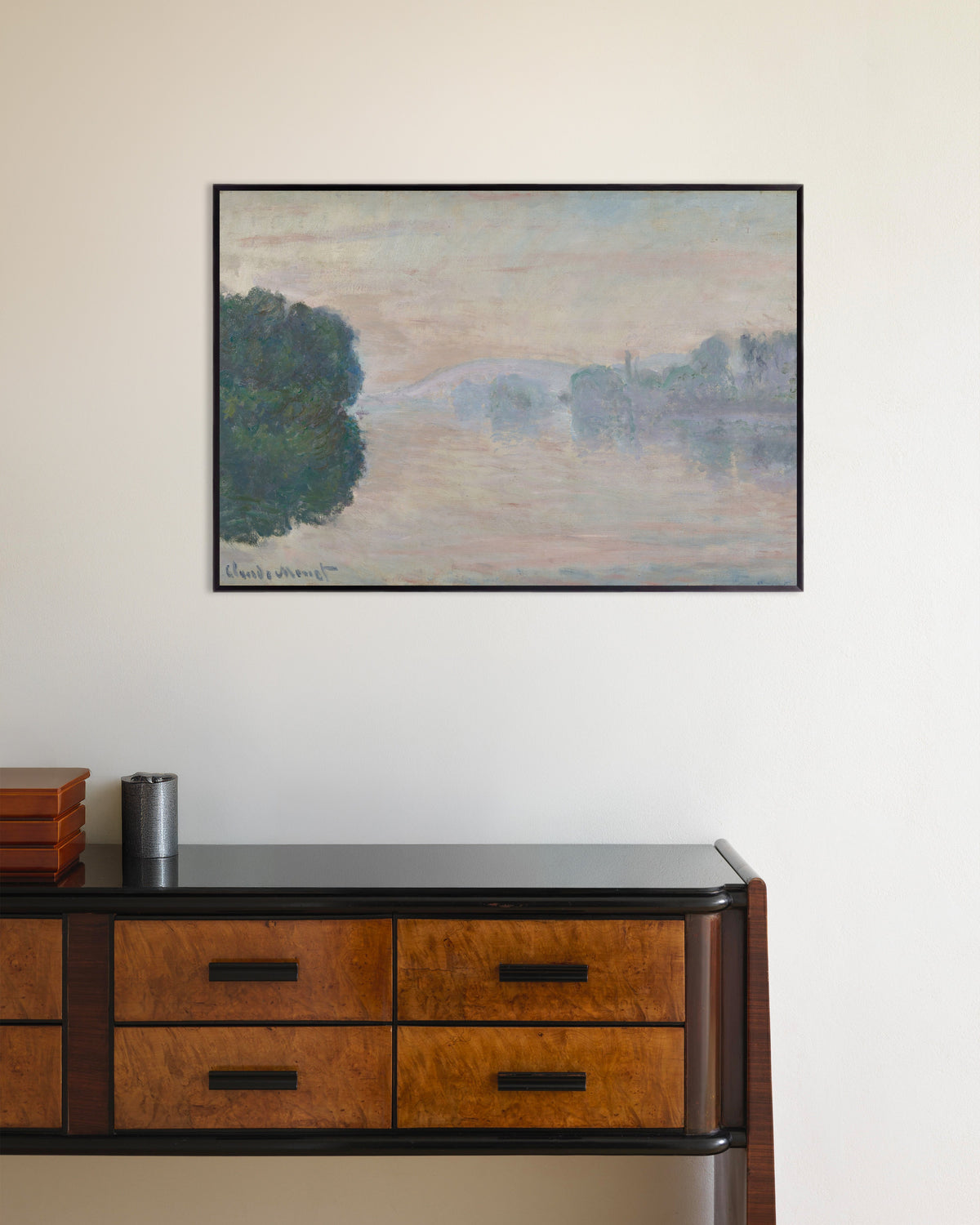 Affiche La Seine dans la brume (1894) de Claude Monet, avec un cadre en métal