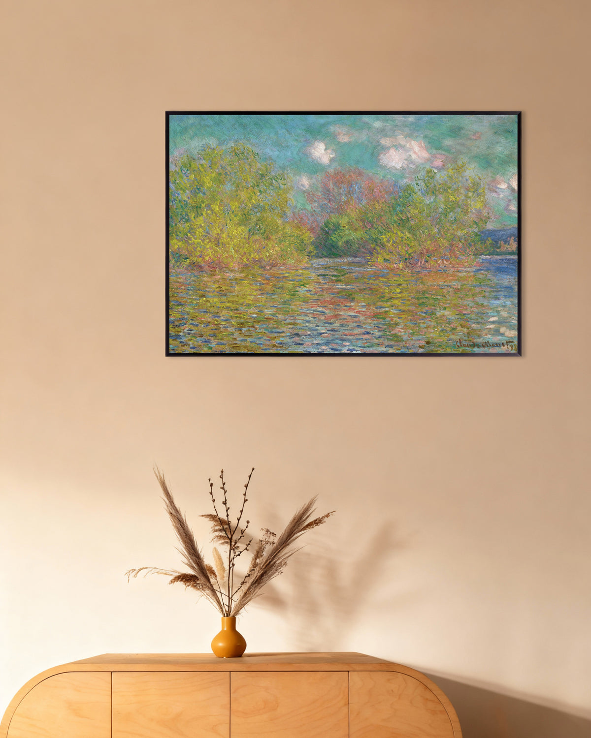 Poster Die Seine bei Giverny (1888) von Claude Monet mit Metallrahmen
