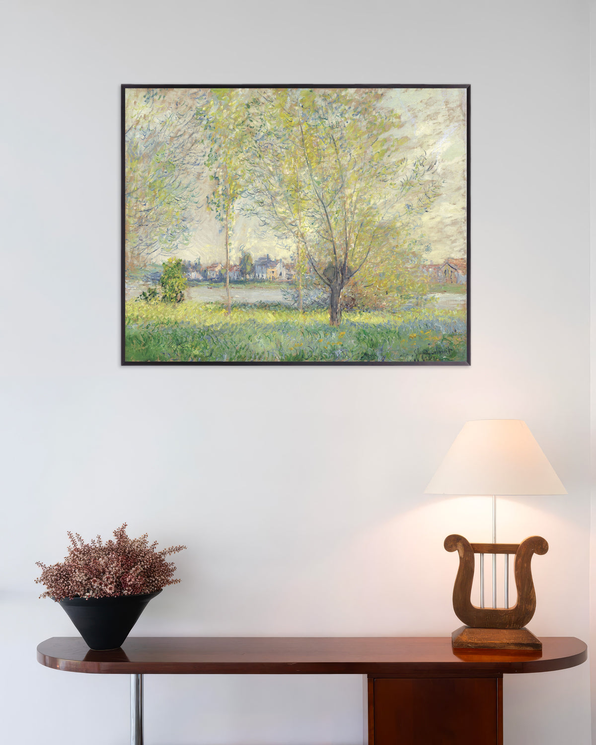 Affiche Les Saules (1880) de Claude Monet, avec un cadre en métal