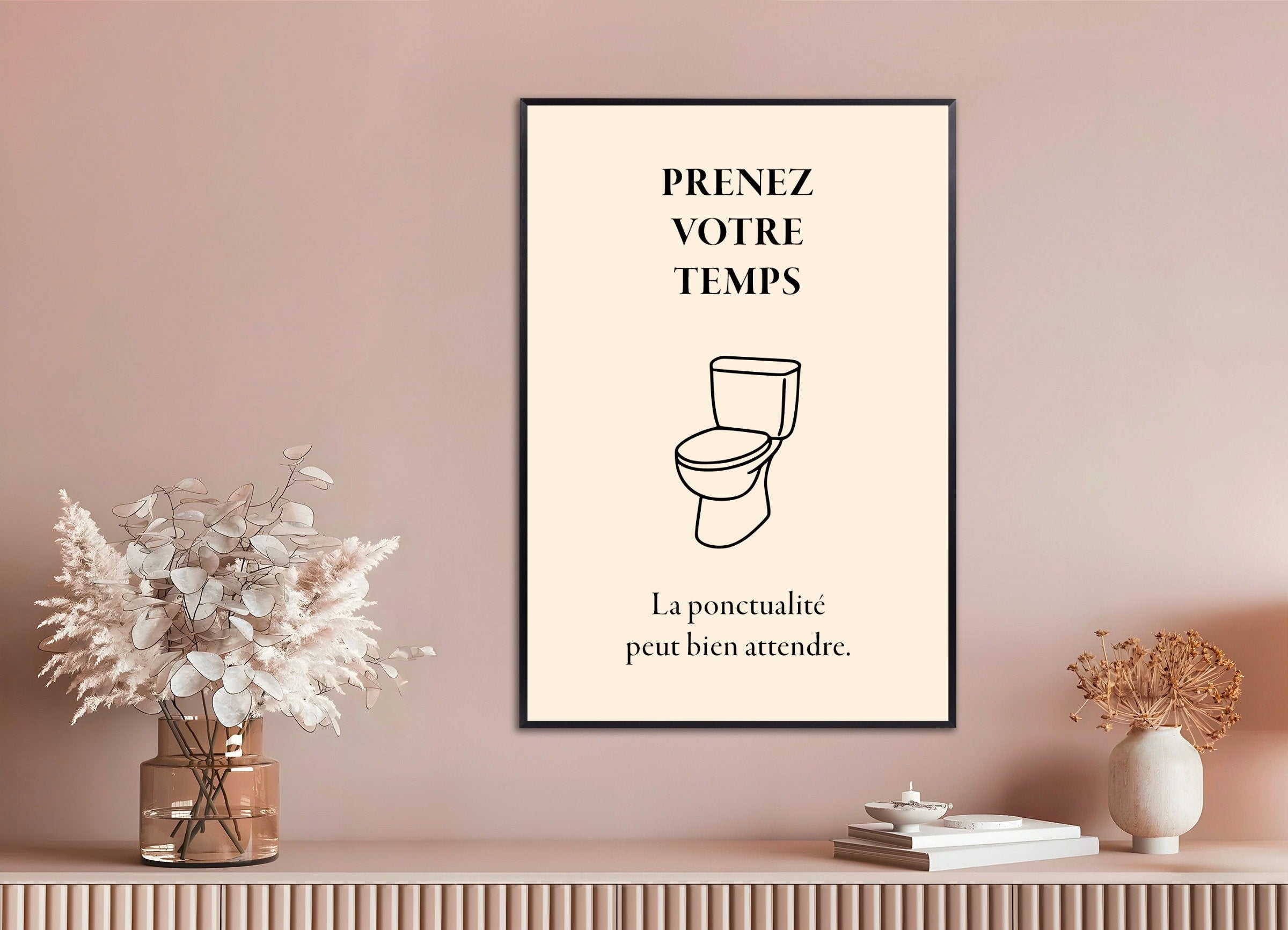 Poster of Toilet Poster – Take Your Time - Humorous Wall Art, with metal frame