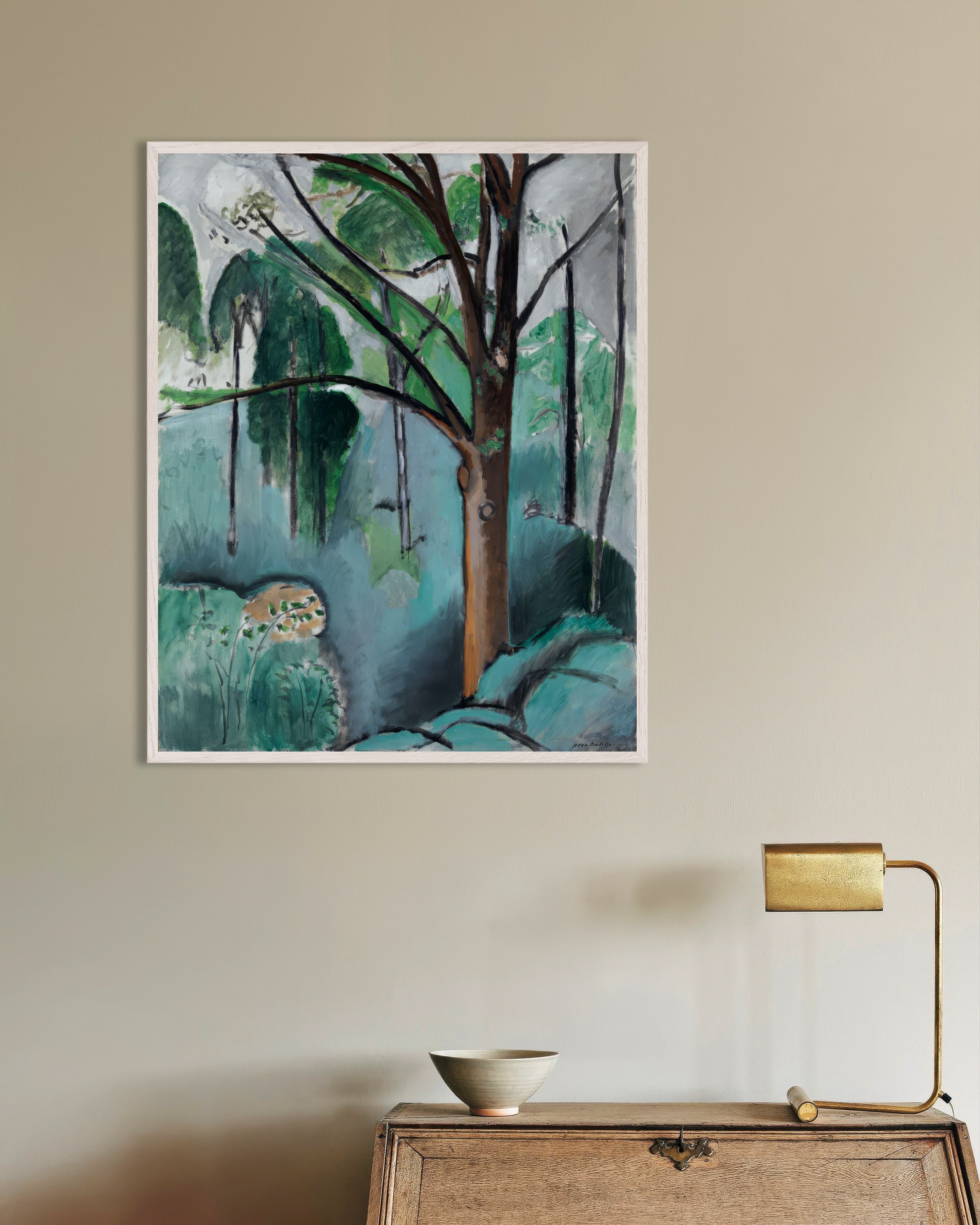 Poster of Tree near Trivaux Pond (1916) by Henri Matisse - Poster, with white wooden frame