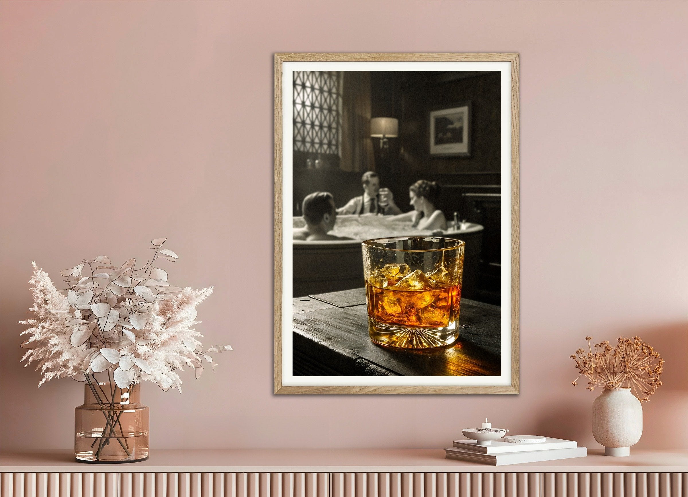 Poster of Vintage Whisky Poster, with natural wooden frame