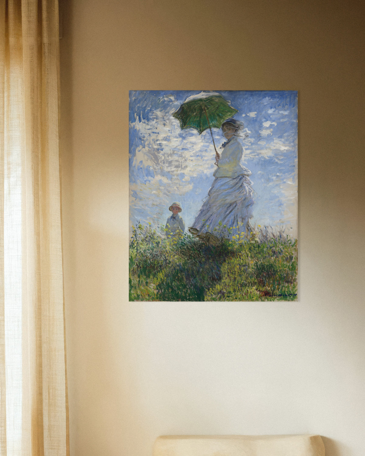 Poster Donna con parasole, Madame Monet e suo figlio (1875) di Claude Monet