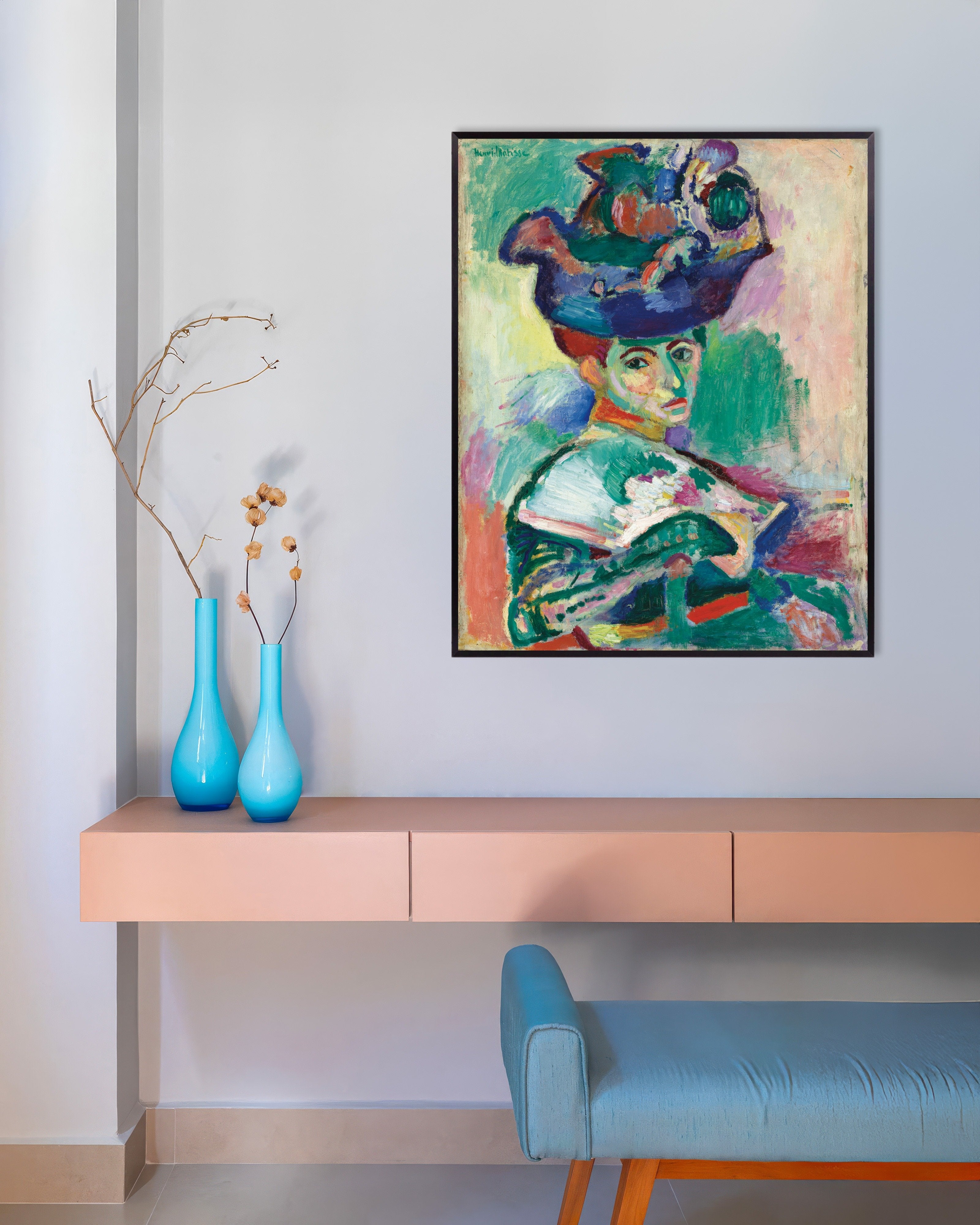 Poster of Woman with the hat (1905) by Henri Matisse - Poster, with metal frame