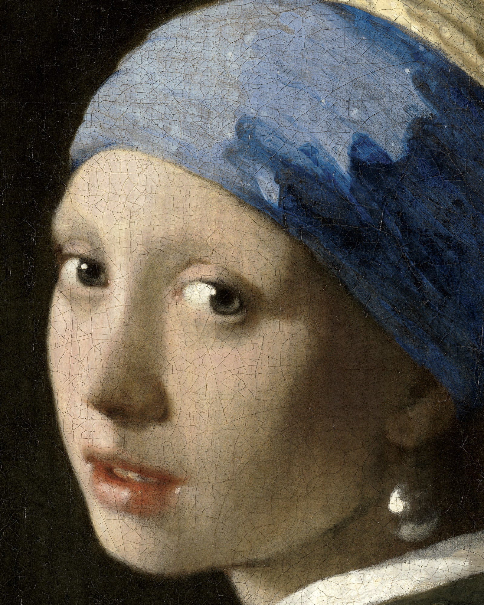 Vermeer, lips close-up, young girl with pearl