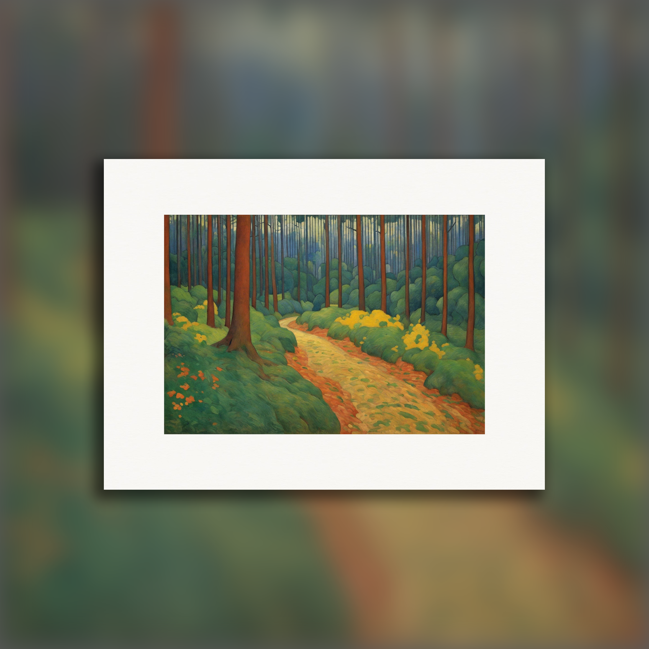 Symbolisme aux couleurs vives et aux formes simplifiées, Forêt - Affiche