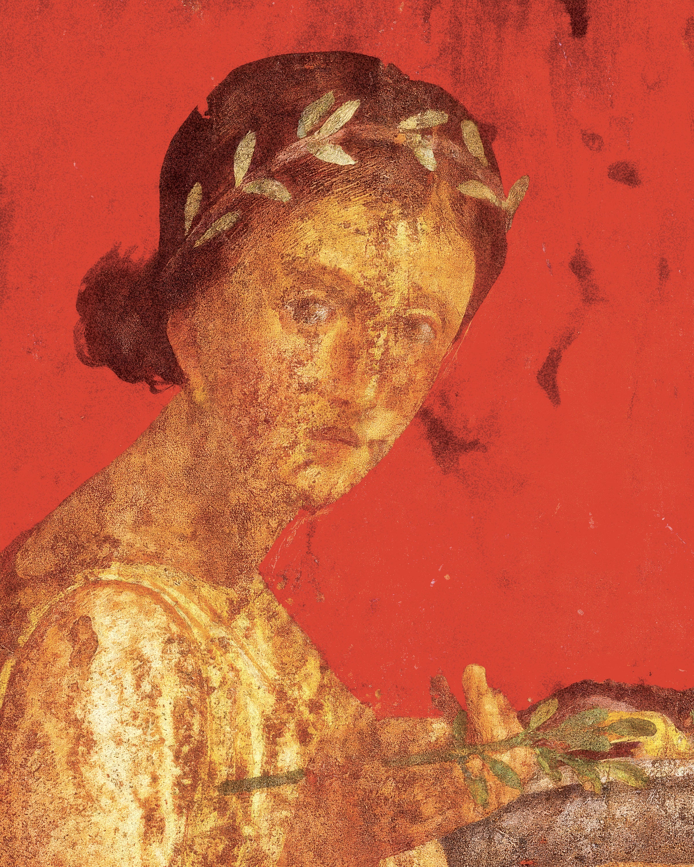 Frau mit Blumenkranz Fresko Kunstdruck us Pompeji Poster