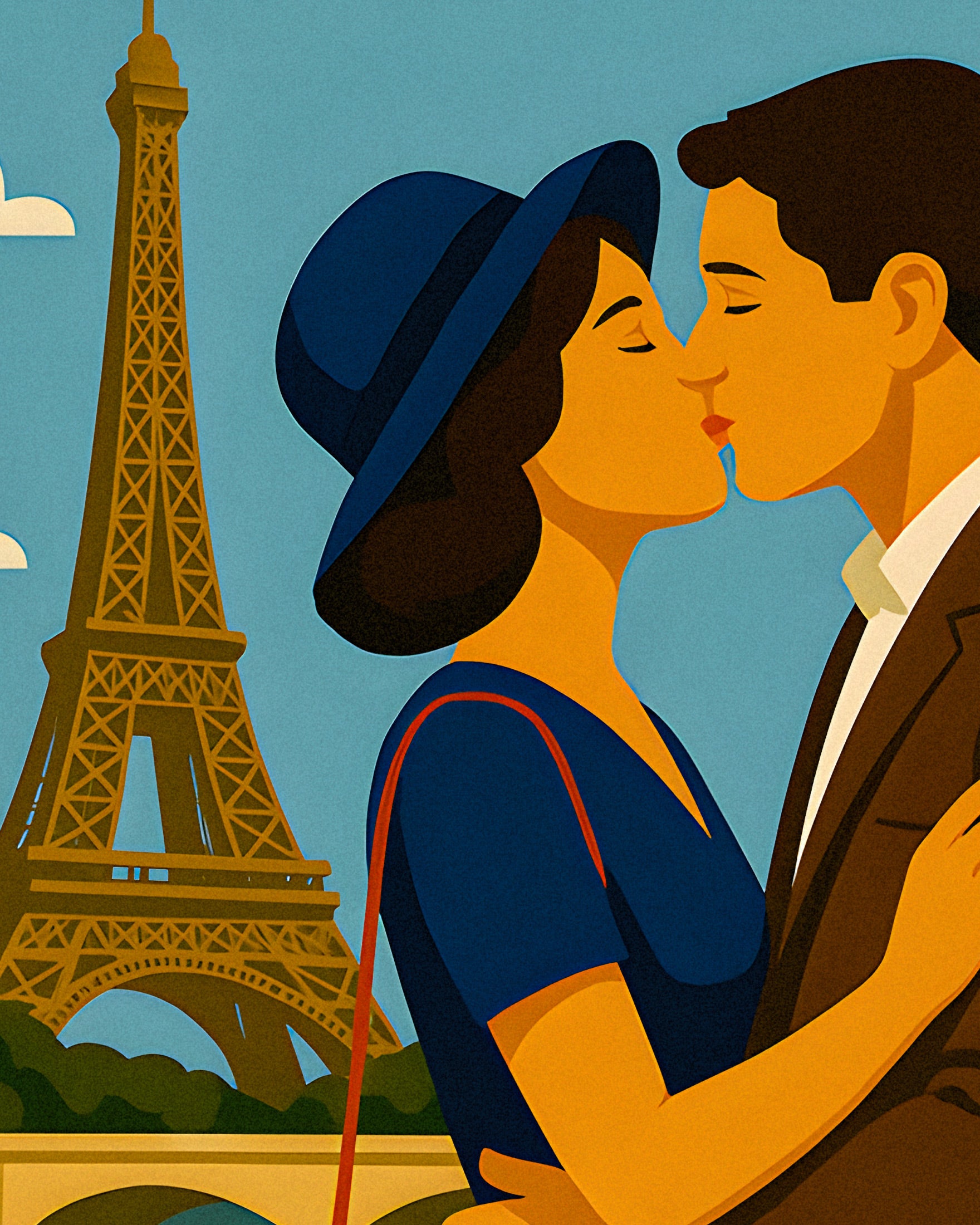 Paris Liebhaber Poster – Romantische Vintage-Illustration