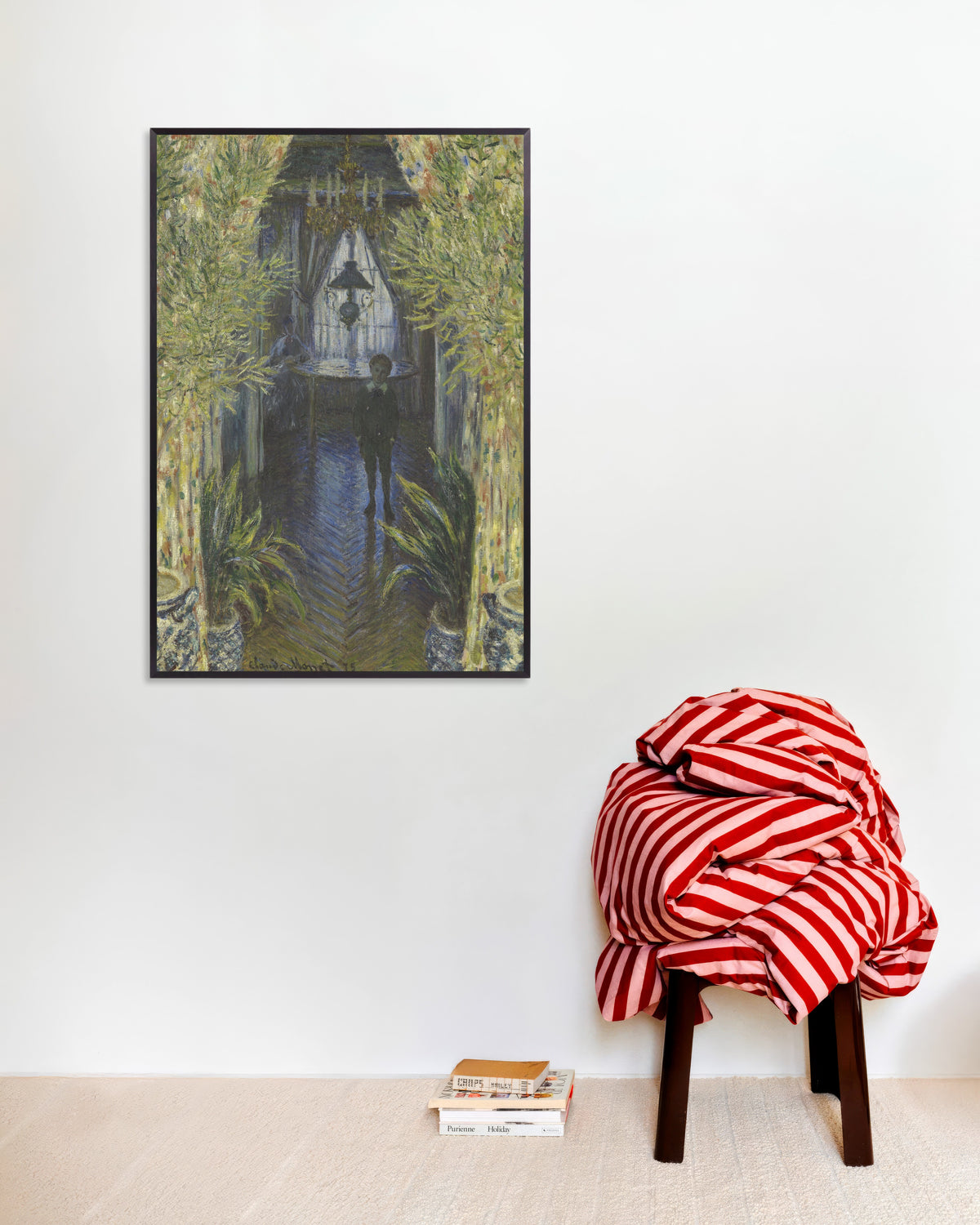 Poster Eine Ecke der Wohnung (1875) von Claude Monet mit Metallrahmen