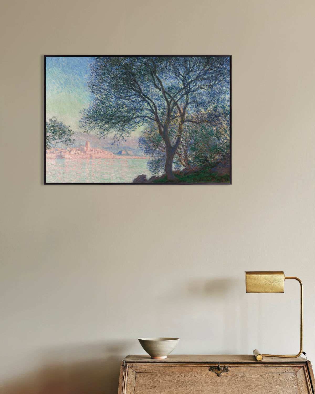 Affiche Antibes vue de la Salis (1888) de Claude Monet, avec un cadre en métal