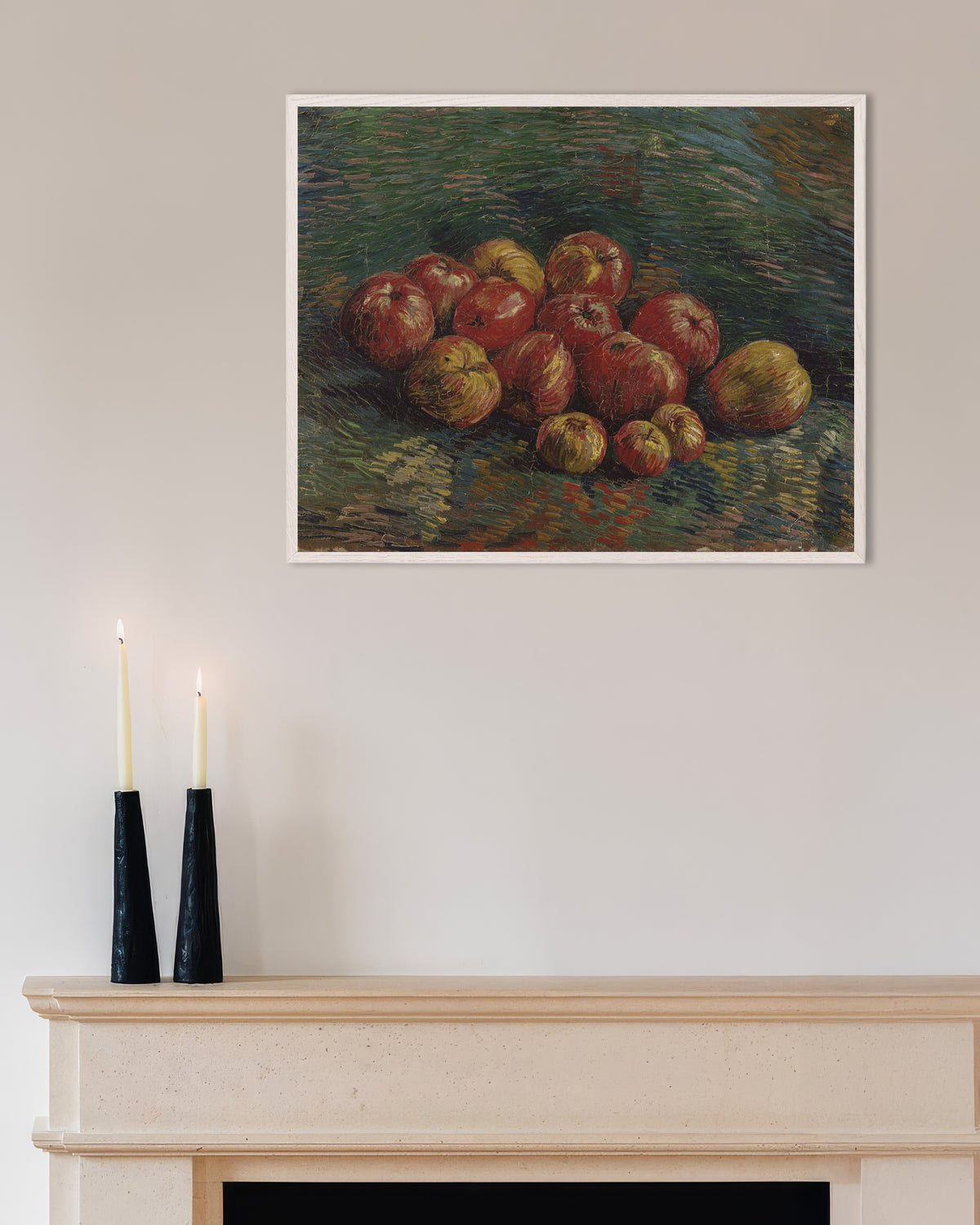 Poster Pommes (1887) de Vincent van Gogh, avec un cadre en bois blanc