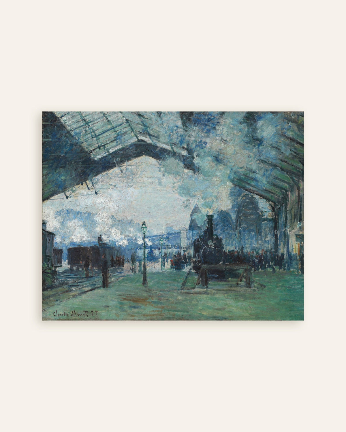 Poster Arrivo del treno dalla Normandia, Gare Saint-Lazare (1877) di Claude Monet, miniatura