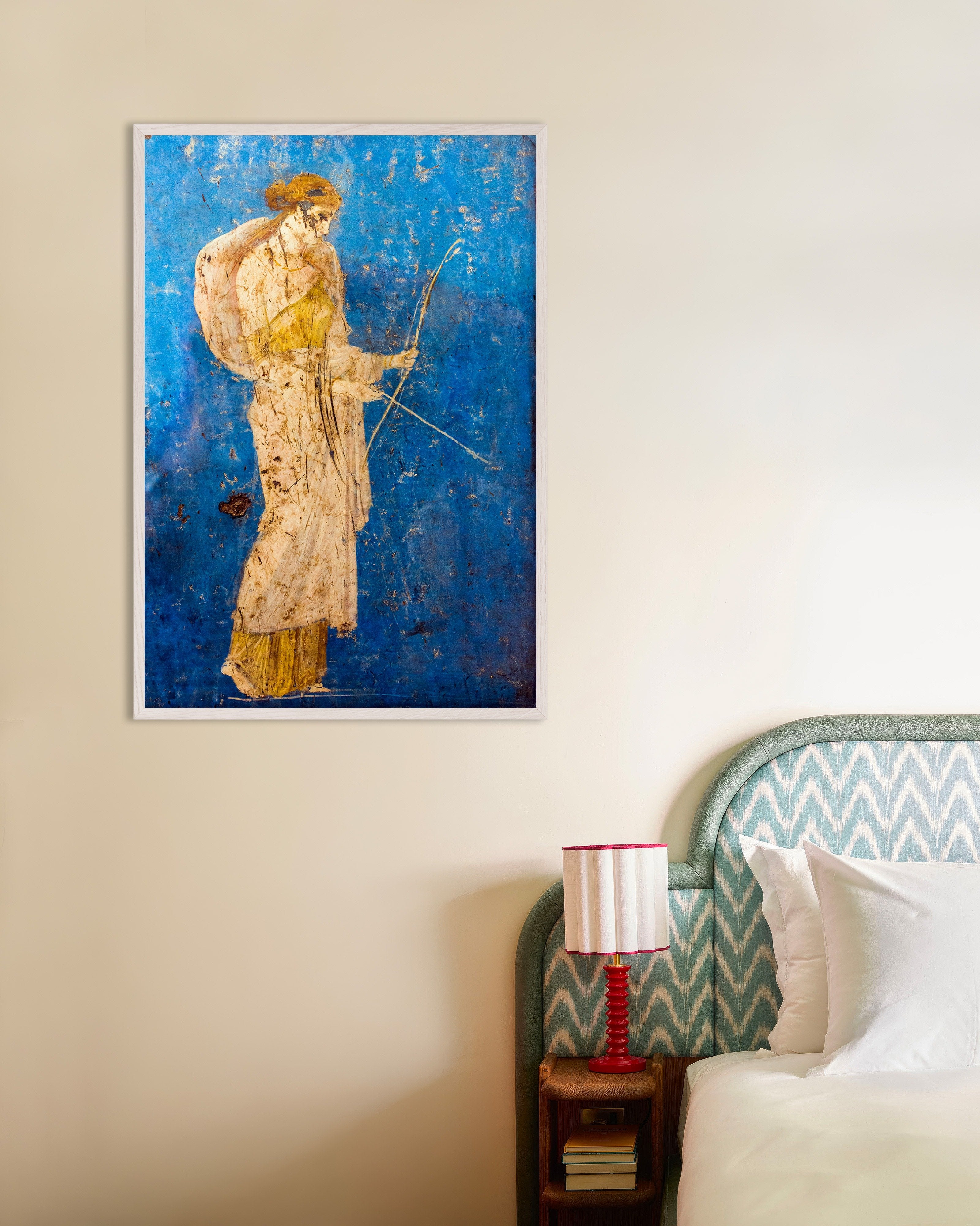 Poster of Artemis Wall Fresco – Roman Mural Poster, with white wooden frame