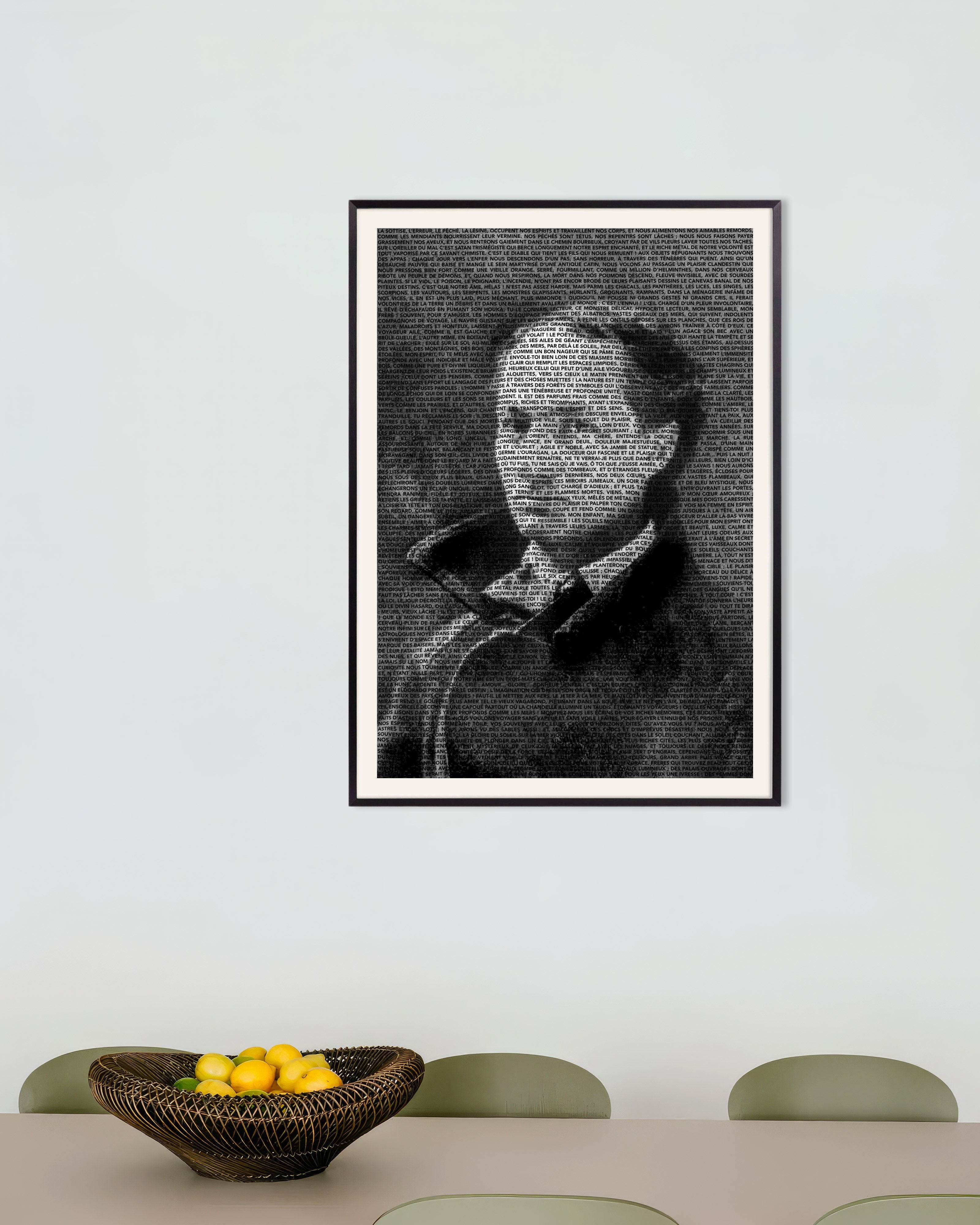 Poster of Baudelaire, Les Fleurs du Mal - Typographic Portrait - Poster, with metal frame
