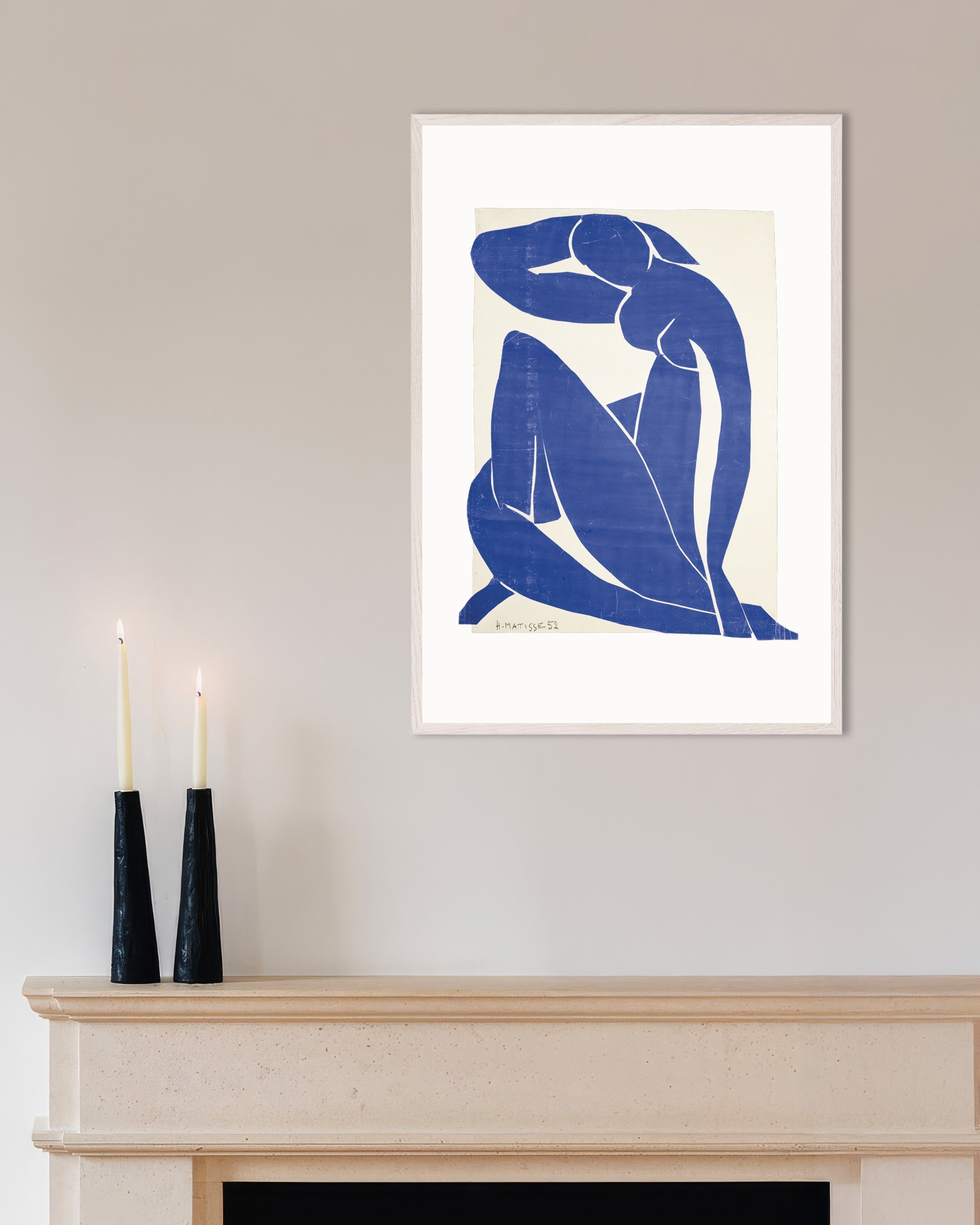 Poster of Blue Nude II (1952) by Henri Matisse - Poster, with white wooden frame