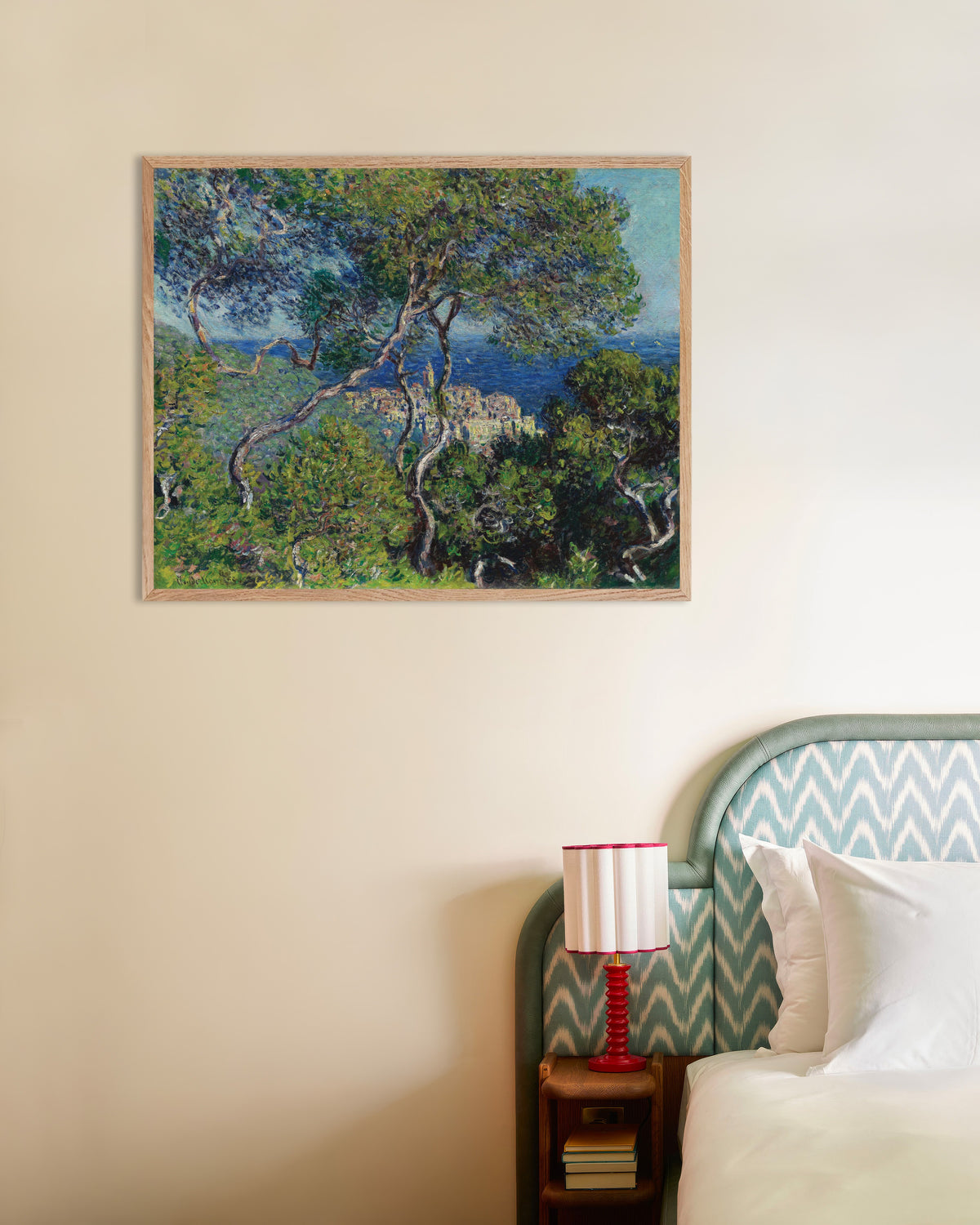 Affiche Bordighera (1884) de Claude Monet, avec un cadre en bois naturel