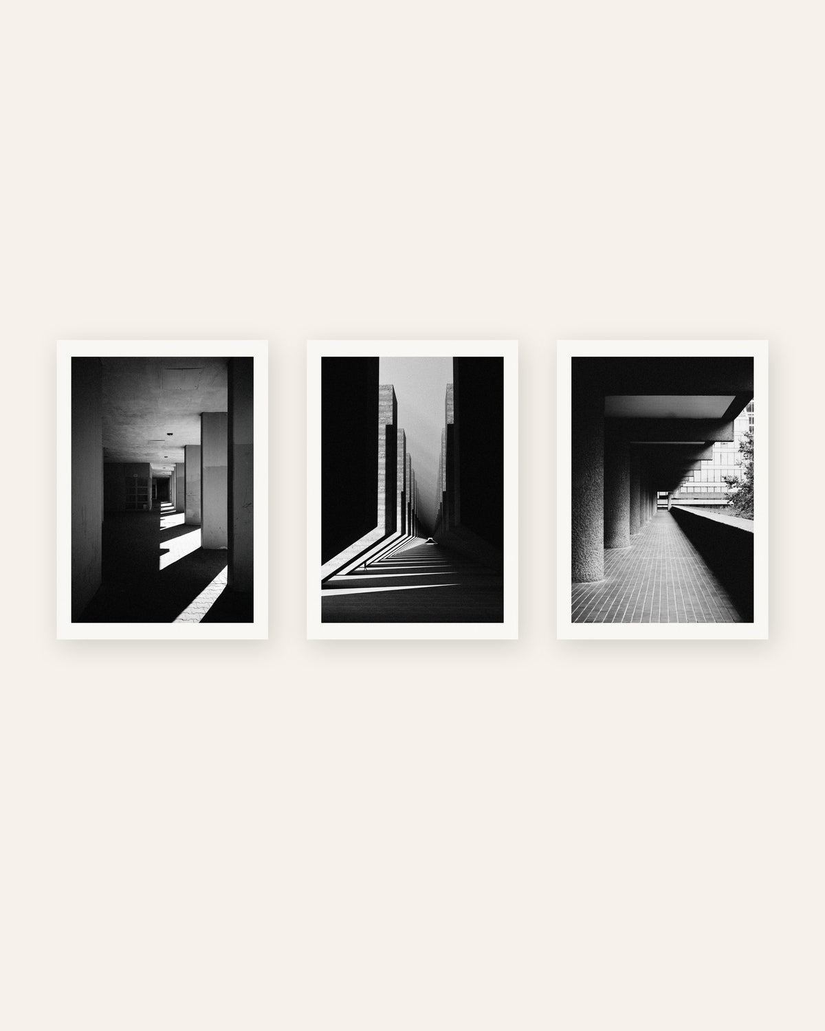 Poster brutalisti, set da 3: luce e ombra, senza cornice